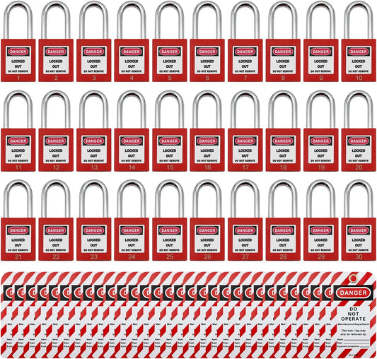 Lockout Tagout Locks, Safety Padlock, Loto Locks Keyed Differently Lock Out Tag Out 30 pcs Safety Padlocks Plastic with 30 Lockout TagOut Tags Red