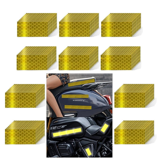 Non Fading Yellow Reflective Stickers 1 inch X 2 inch, Outdoor Waterproof High Visibility Warning Safety Adhesive Reflector Tape (100 Pcs)