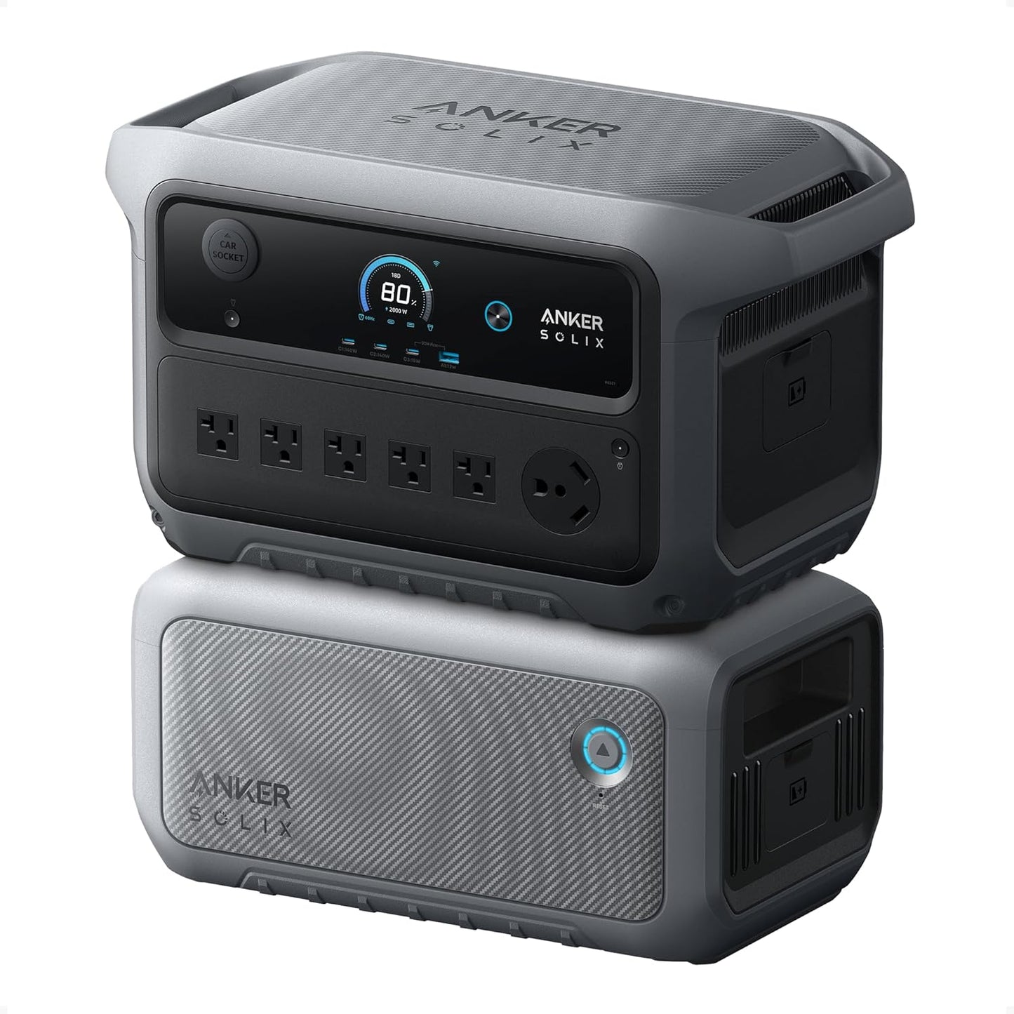 Anker SOLIX C2000 Gen 2 Portable Power Station with Expansion Battery, 2,400W (Peak 4,000W) Solar Generator, Full Charge in 58 Min, 4096wh LiFePO4 Battery for Home Backup, Power Outages, and Camping