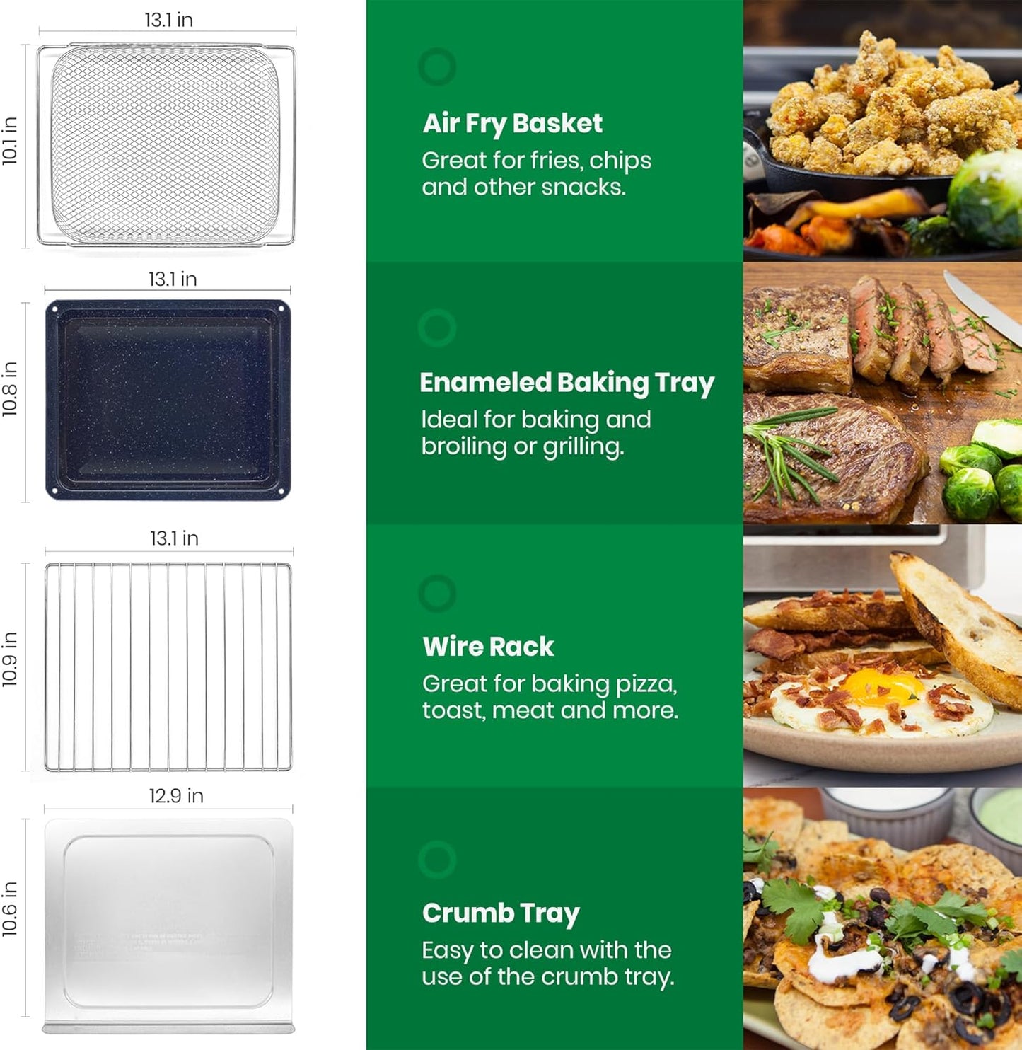 VAL CUCINA Infrared Heating Air Fryer Toaster Oven, Extra Large Countertop Convection Oven 10-in-1 Combo, 6-Slice Toast, Enamel Baking Pan Easy Clean with Recipe Book, Black Matte Stainless Steel