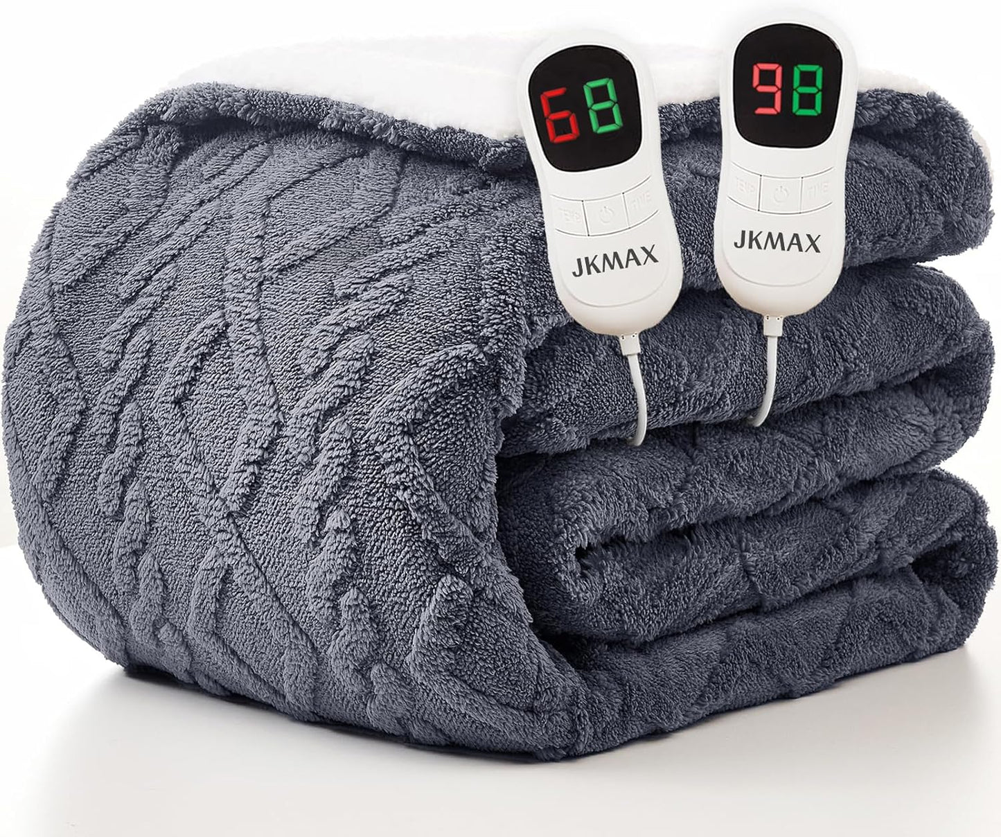 Heated Electric Blanket Queen Size-84"x90" Heating Blanket with 10 Heating Levels & 5 Time Settings Over-Heat Protection,Winter Warmer for Adults with ETL Certification（Grey）