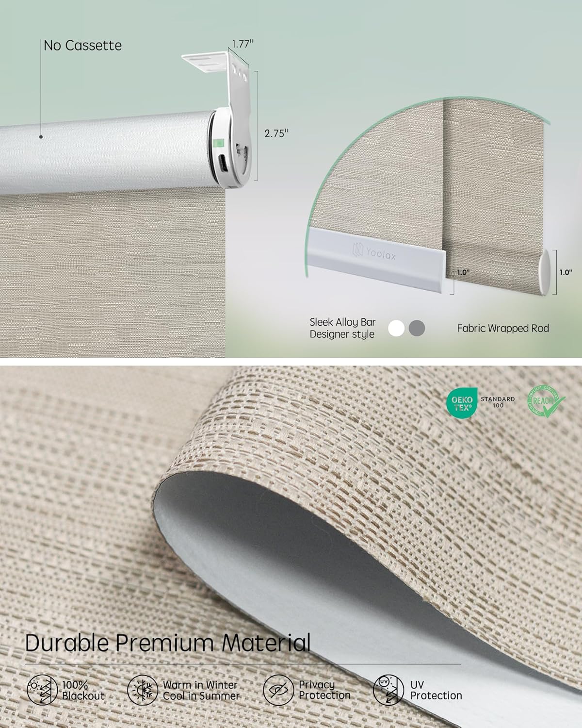 Yoolax Smart Coupled Roller Shades Compatible with Alexa Google, Motorized Blinds with Remote Blackout Coupled Roller Shades for X-Large Windows, Custom Size (XL Coupled-Jacquard Coffee)