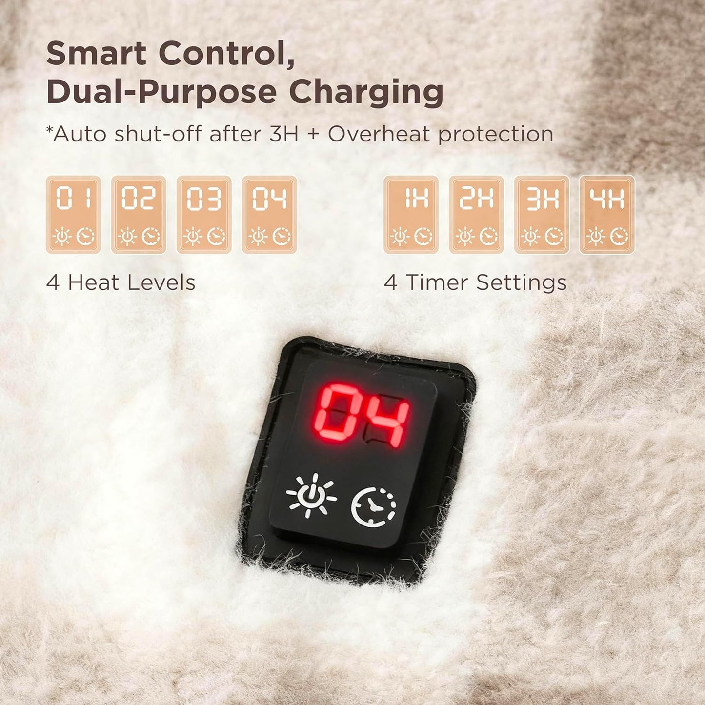 Bedsure Cordless Heated Wearable Blanket Hoodie - Faux Cashmere Electric Blanket with 20000mAh Battery Pack, Portable USB Heated Throw, Gifts for Women, 4 Heat Levels & 4 Timers, 22"x43", Brown Plaid