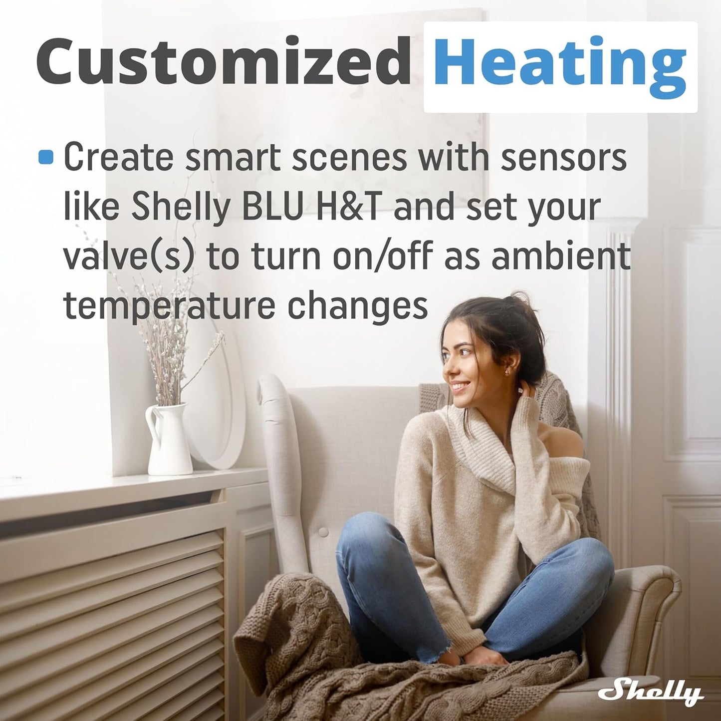 Shelly Blu TRV & Blu Gateway Gen3, Bluetooth-Operated Smart Thermostatic Valve, Smart Thermostatic Radiator Valve, Temperature Control, Home Automation, Compatible with Alexa, Google, Home Assistant