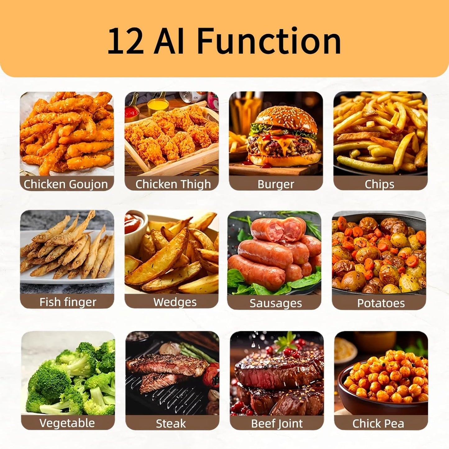 8.5QT Large Air Fryer, AI Intelligent Recognition Airfryer with Clear Window, Touch Controls with 12 AI Functions, Shake Reminder, Nonstick, Fit for Family, Black
