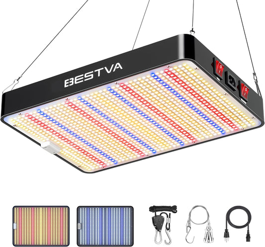 BESTVA DC2000 LED Grow Light, Full Spectrum Grow Lights for Indoor Plants with Veg & Bloom Switches, Quiet Cooling Fan, for Seedling Veg Bloom All Growth Stages