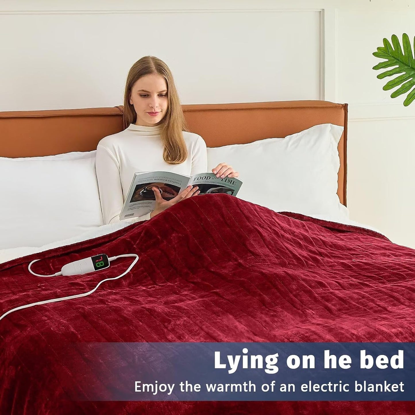 BOMOVA Heated Electric Throw Blanket - 50" x 60" Heating Blanket with 10 Heating Levels & 8 Hours Auto Off, Warm Flannel Blanket, Christmas Birthday Gifts for Women