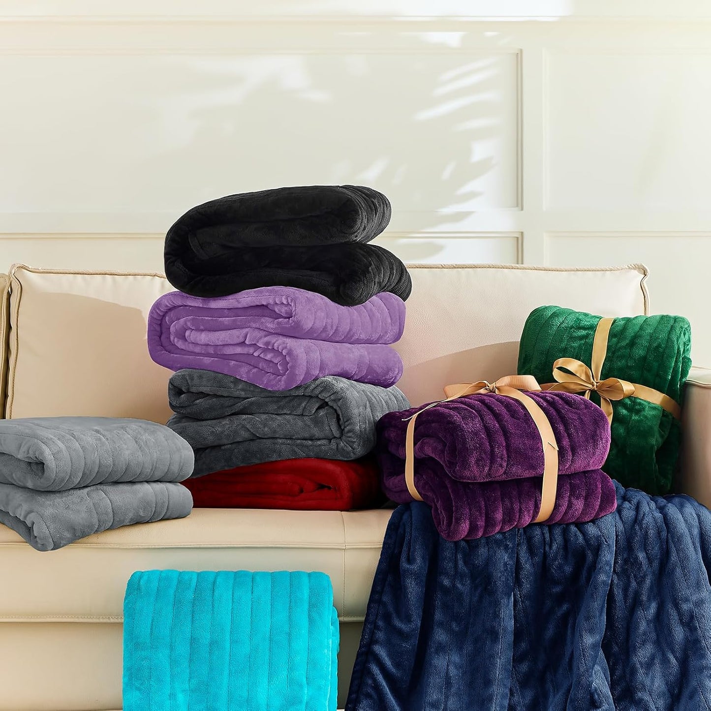 BOMOVA Heated Electric Blanket Twin Size- 62" x 84" Heating Blanket with 10 Heating Levels & 8 Hours Auto Off, Warm Flannel Blanket, Christmas Birthday Gifts for Women