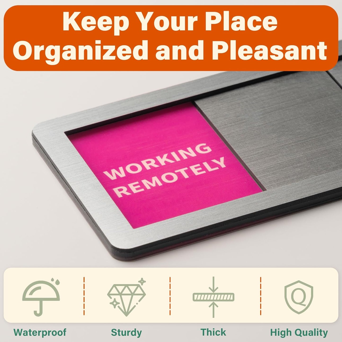 Office Door Signs 6 Options Do Not Disturb, Please Knock, In A Meeting, Out Of Office, Working Remotely Back Soon Privacy Door Slider Sign For Meeting & Conference Room Brushed Silver