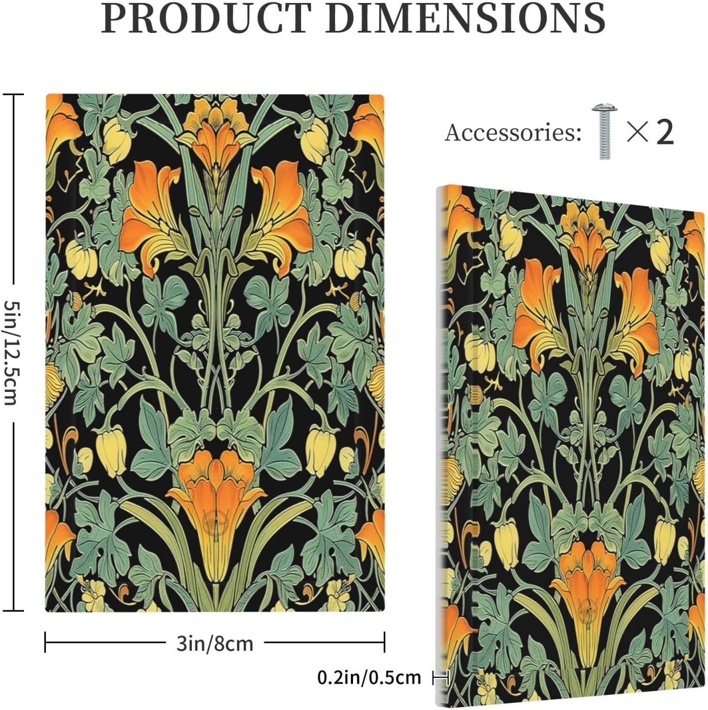 Light Switch Cover Plate William Morris Vintage Floral Green Yellow 1 Gang No Device Blank Electrical Wall Plates Faceplate Decorative Switch Plate for Bedroom Home Decor