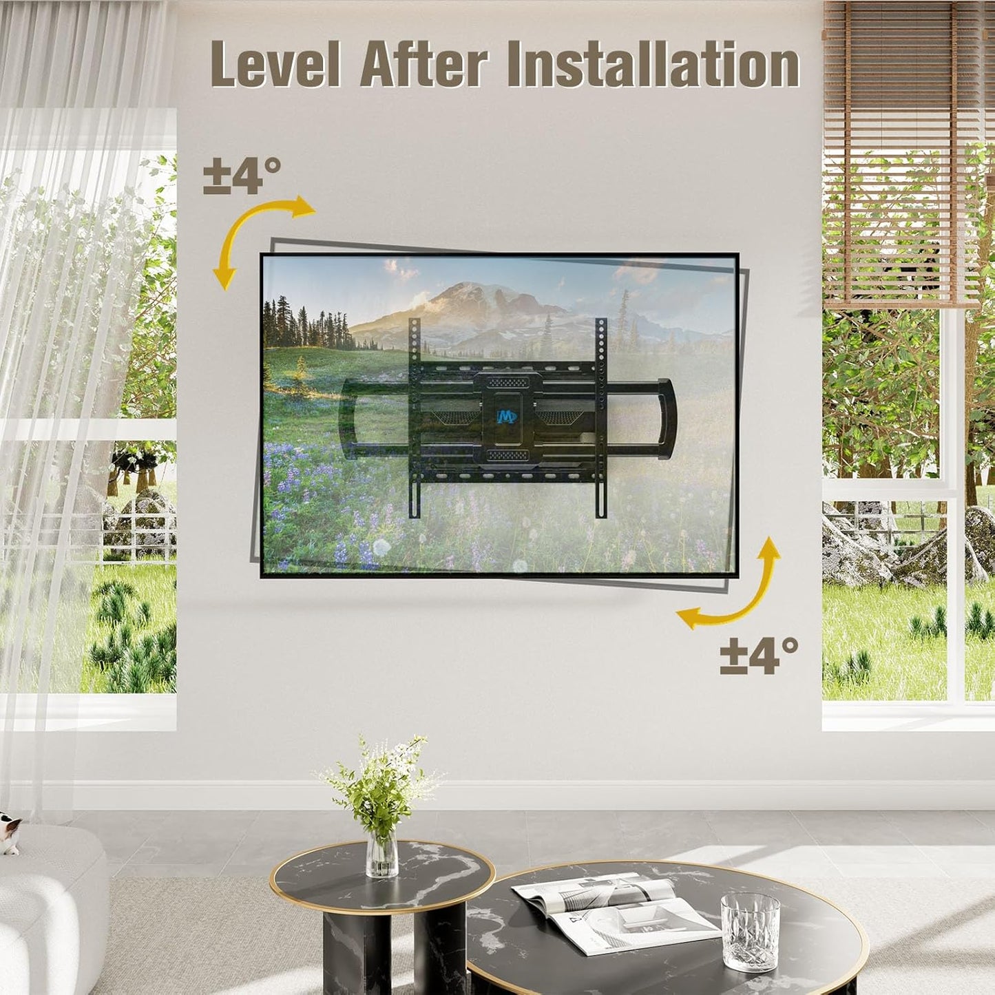 Mounting Dream TV Wall Mount, UL Listed Full Motion Mount Bracket for 42-84 Inch Flat Screen TVs, Swivel Articulating Dual Arms, Max VESA 600x400mm, 100 LBS Loading, Fits 16 Inches Wood Studs, MD2296