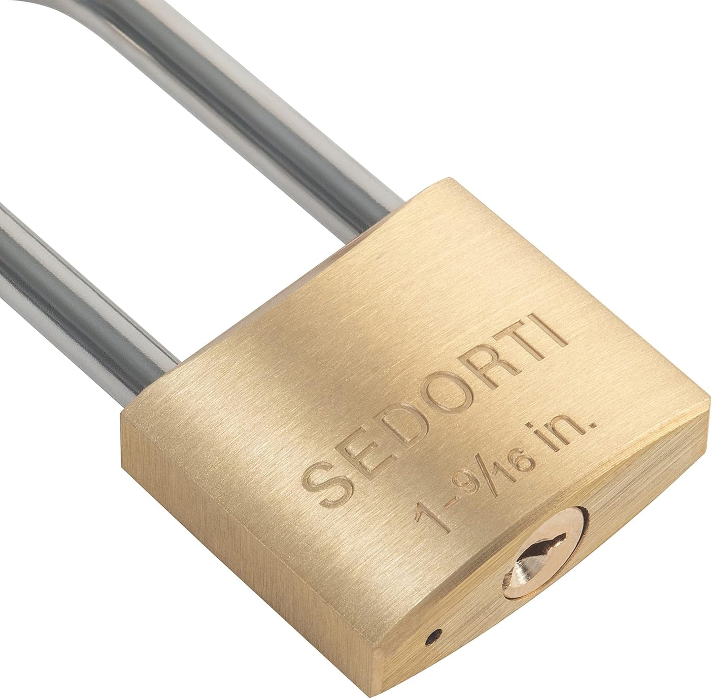 Weatherproof Padlock with Stainless Steel 304 Long Shackle and Solid Brass Body, 1-9/16 in. Wide, 24 Padlocks Keyed Alike, Marine Grade Rustproof Lock for Outdoors Use YNBSP2440