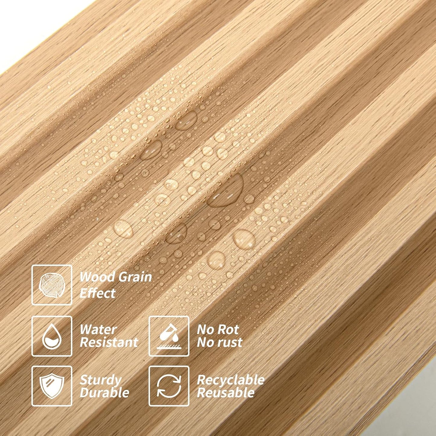 Art3dwallpanels Wood Slat Wall Paneling, 104'' x 6.7'' WPC Soundproof 3D Wall Panels for Interior Wall Decor, 8 Pack Fluted Textured Panel Wall Slats, Oak