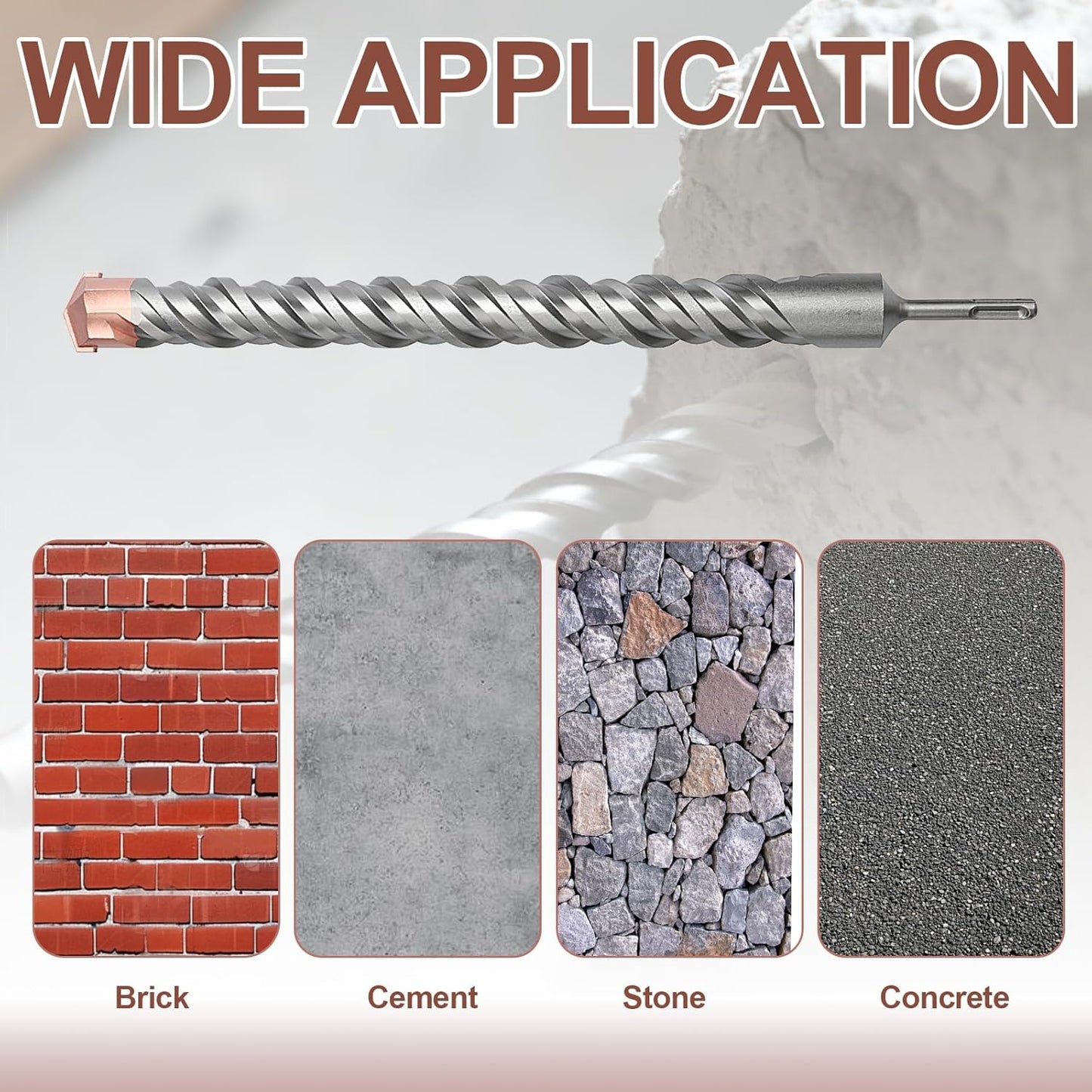 5/8 x 23.6 inch (16x600mm) SDS Plus Masonry Drill Bit, Rotary Hammer Drill Bit,Concrete Drill Bit for Concrete, Brick, Block,5/8 x 21 x 23.6 inch