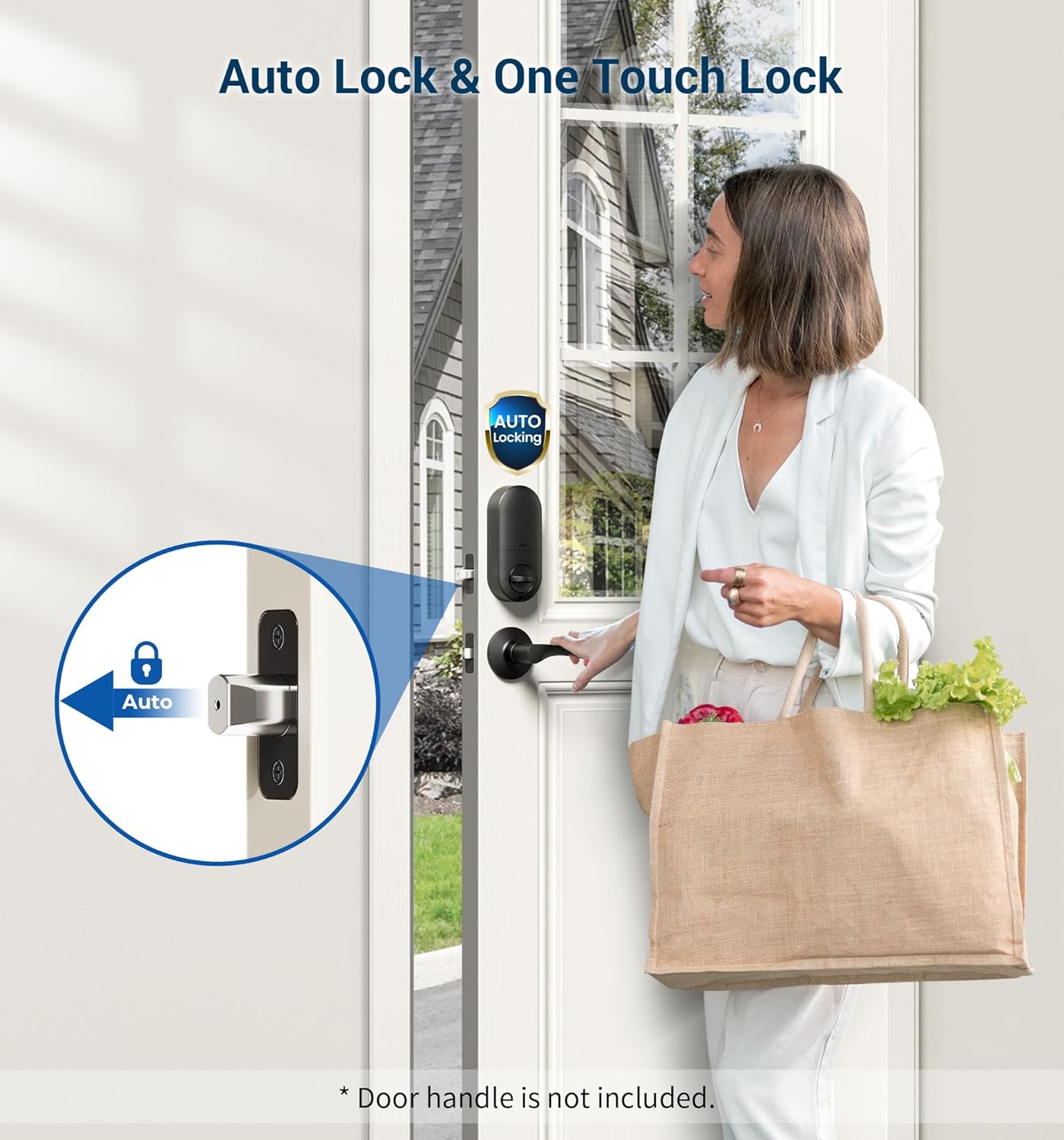Veise Keyless Entry Door Lock, Electronic Keypad Deadbolt, Keyed Entry, Auto Lock, Anti-Peeking Password, Back Lit & Easy Installation Design, Matte Black