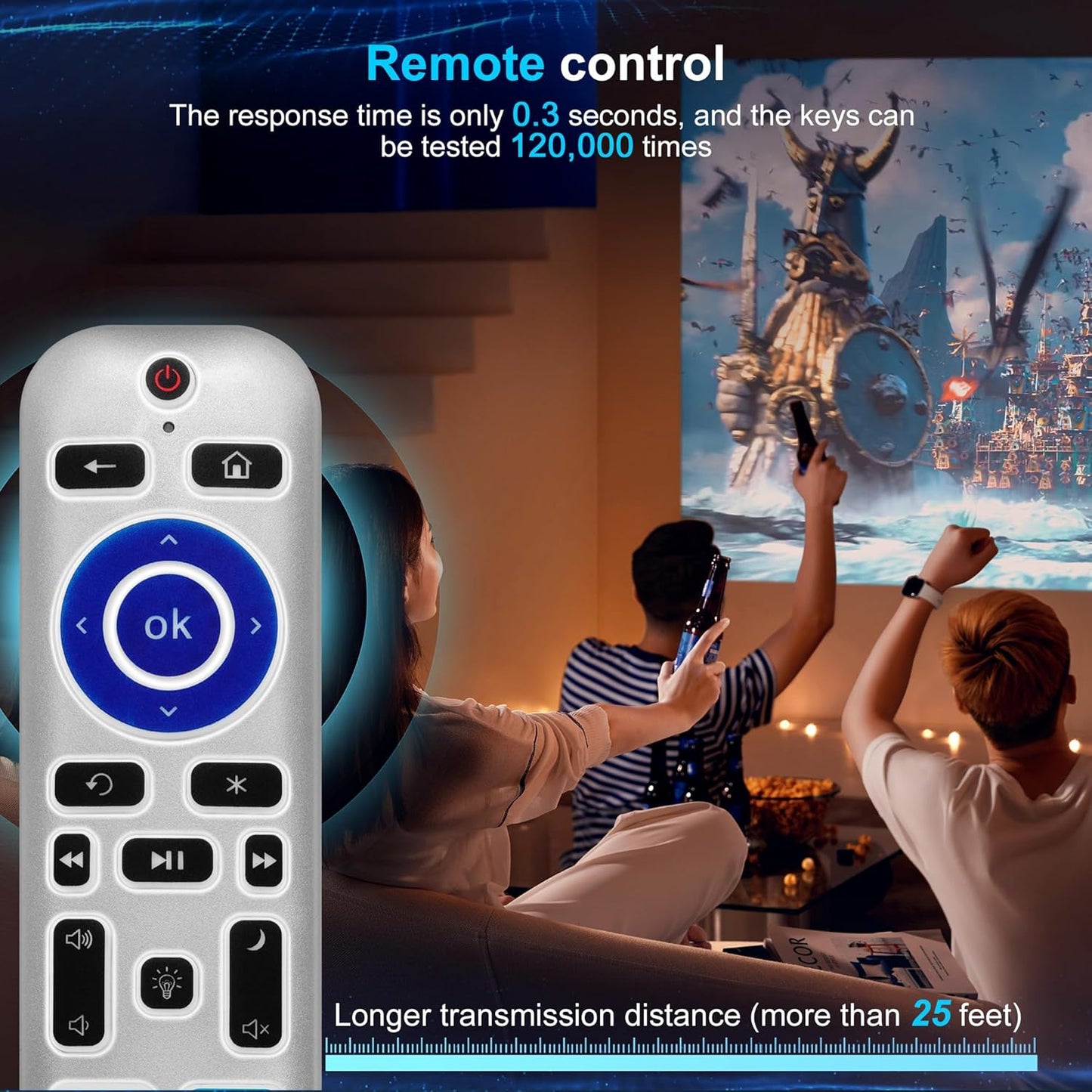 2 Pack Backlit Remote Control Only for Roku TV, Fit for TCL/Onn/Hisense/Element/Sharp/Philips/Westinghouse/Insignia/JVC/RCA/Hitachi/Sanyo Roku Series TVs (Not for Roku Stick and Box)-Silver