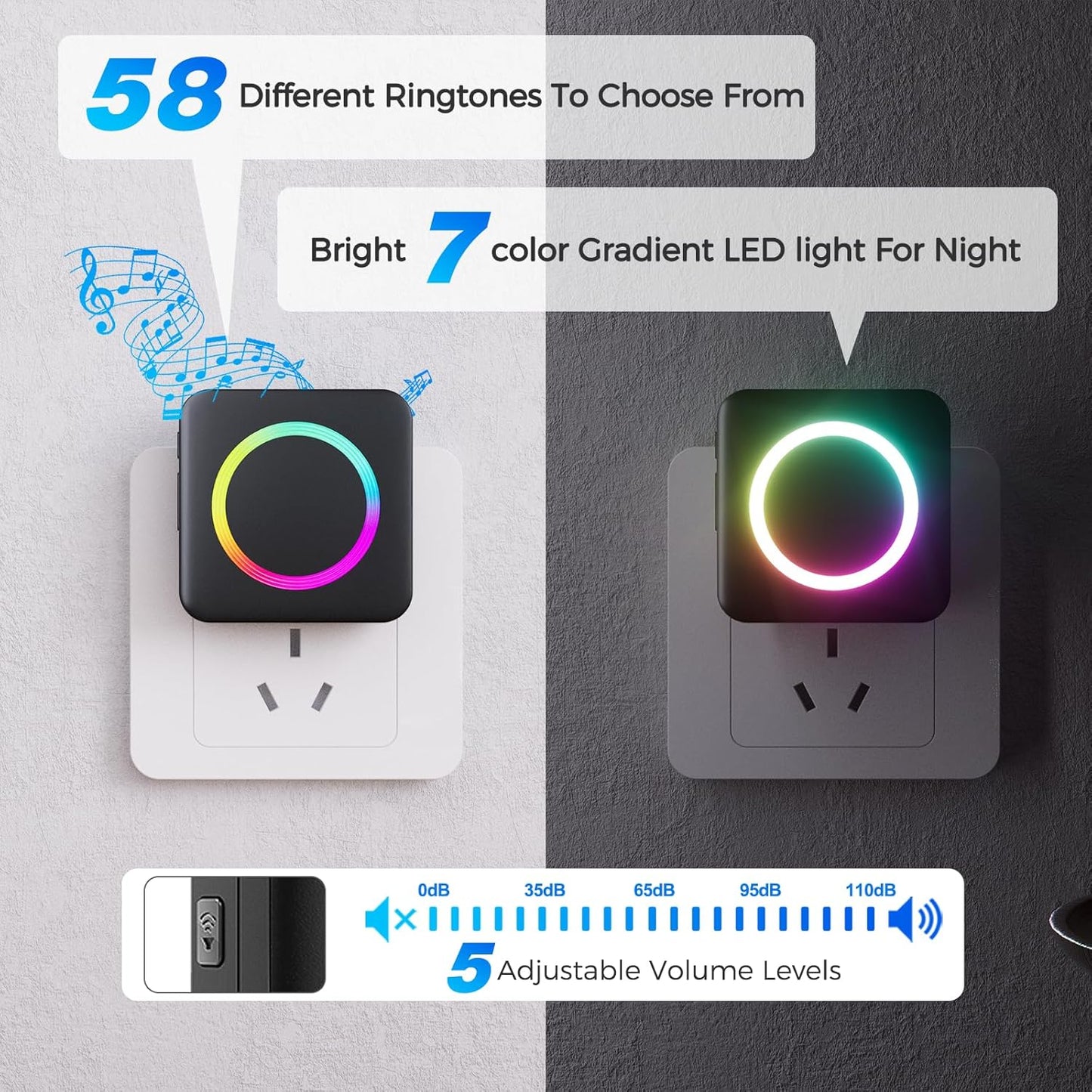 Door Sensor, Satisure Wireless Door Sensor Chime When Door Opens, Door Entry Alarm Chime for Business/Home/Kids, Door Alarm Door Ringer Alert (2 Chimes+2 Sensors)