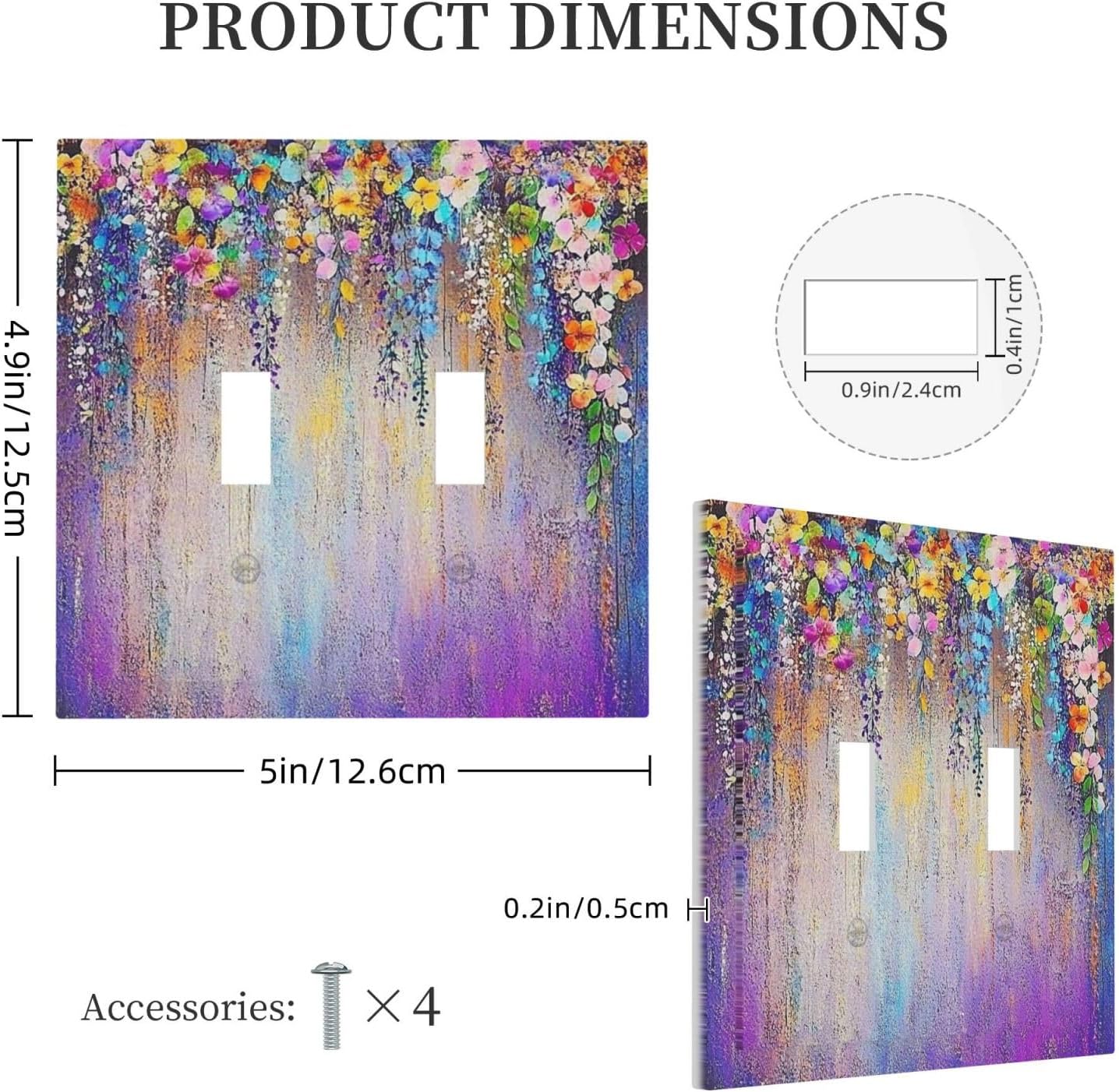 Colorful Country Flower Wildflower Floral Decorative Switch Plates 2 Gang Double Toggle Outlet Light Switch Cover Wall Plate Electrical Faceplate For Bed Room Living Room Decor