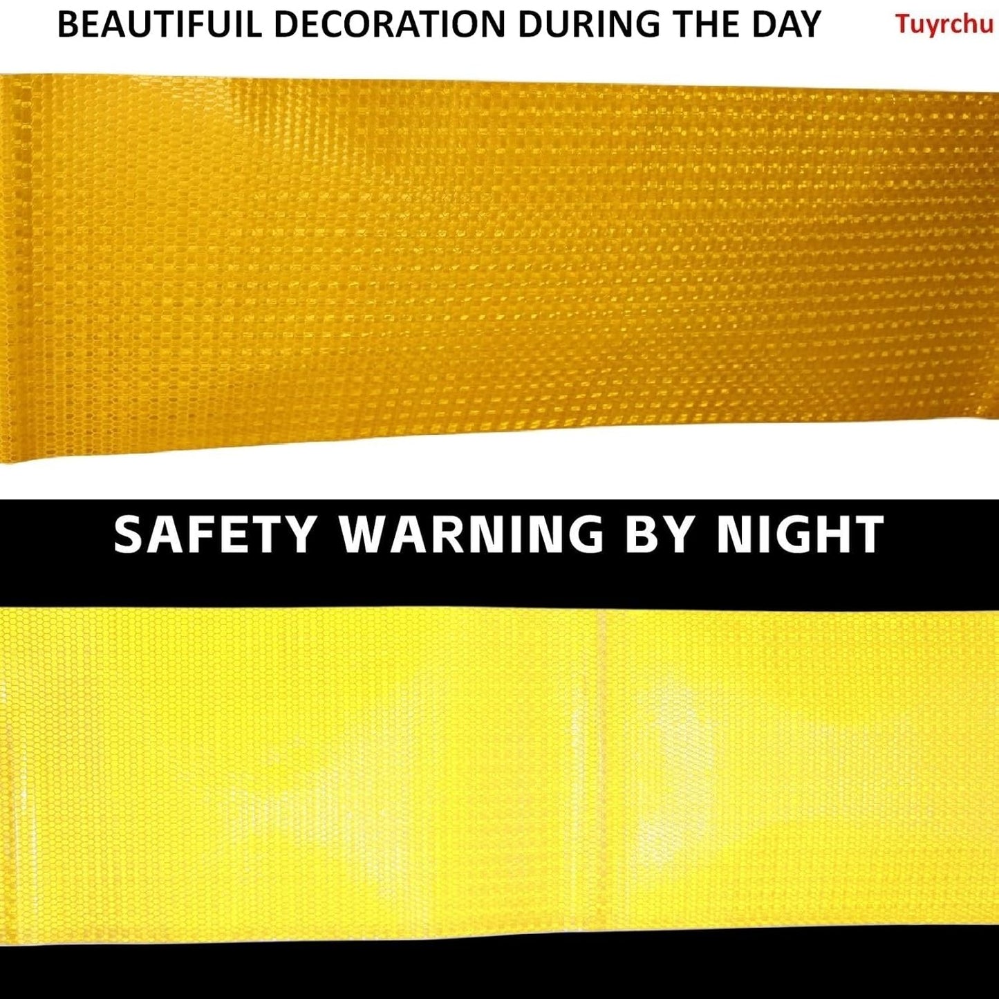 Reflective Tape Yellow 10 inch, Outdoor Waterproof High Visibility Warning Industrial Marking Tape, Safety Stickers (11 feet)