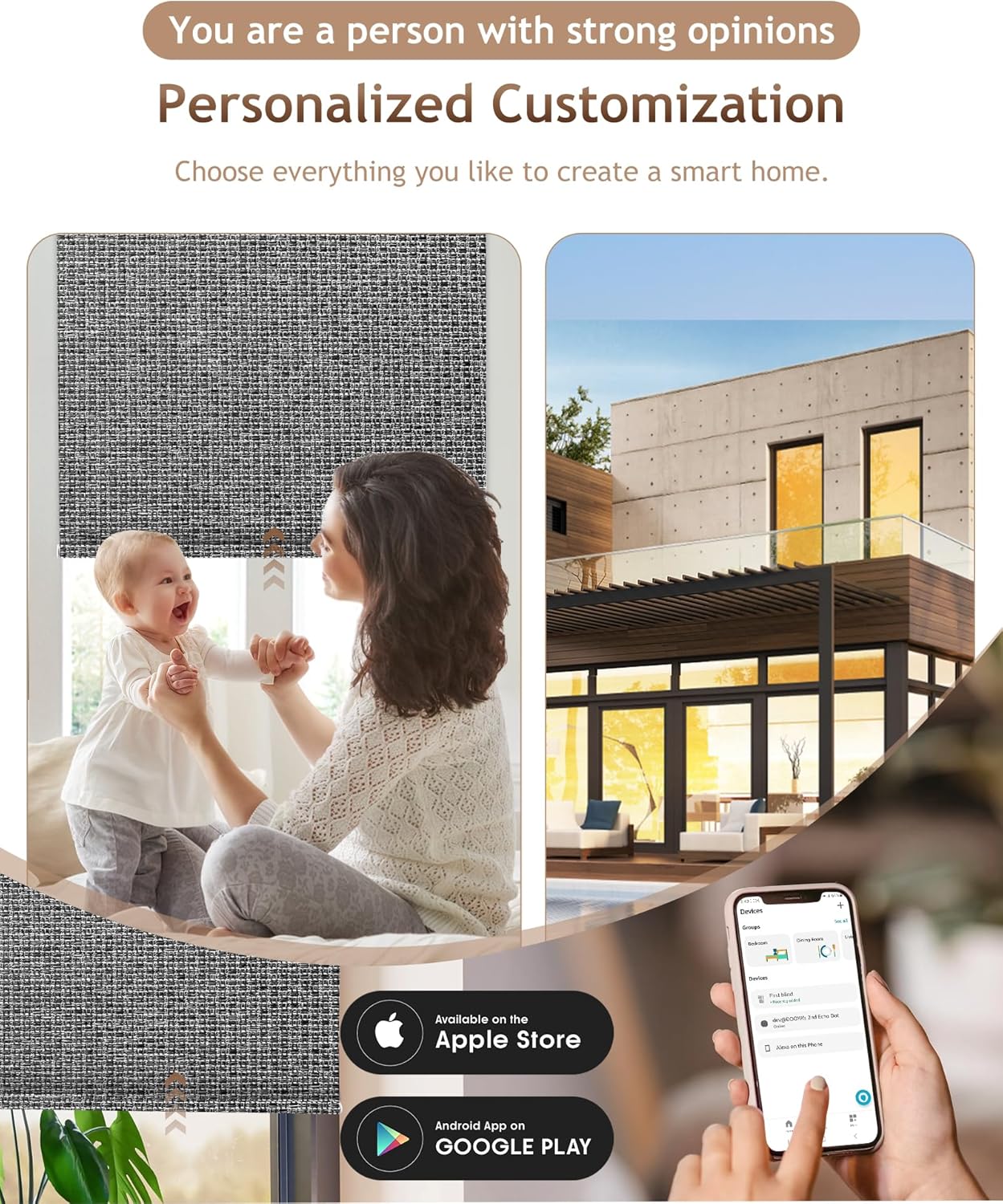 Kincmo Motorized Blinds with Remote,100% Blackout Motorized Roller Shades Work with Apple Homekit,Alexa,Google, Custom Electric Blinds with App,Voice Control (Groove Dark Grey)