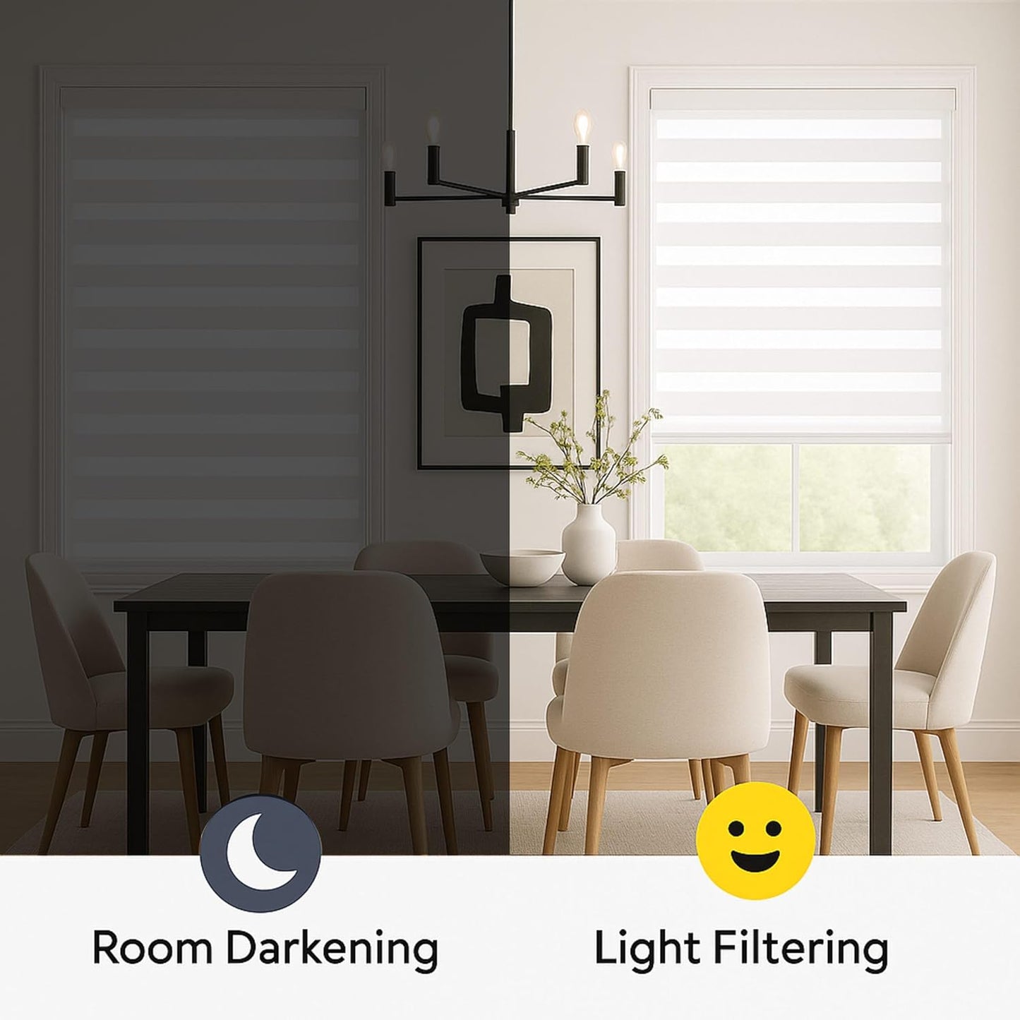 Shadesu Cordless Zebra Blinds for Windows, 28.5" W x 72" H, White, Dual Layer Free-Stop Zebra Shades, Light Control for Day and Night, Sheer Blinds for Indoor Windows, Bedroom, Kitchen