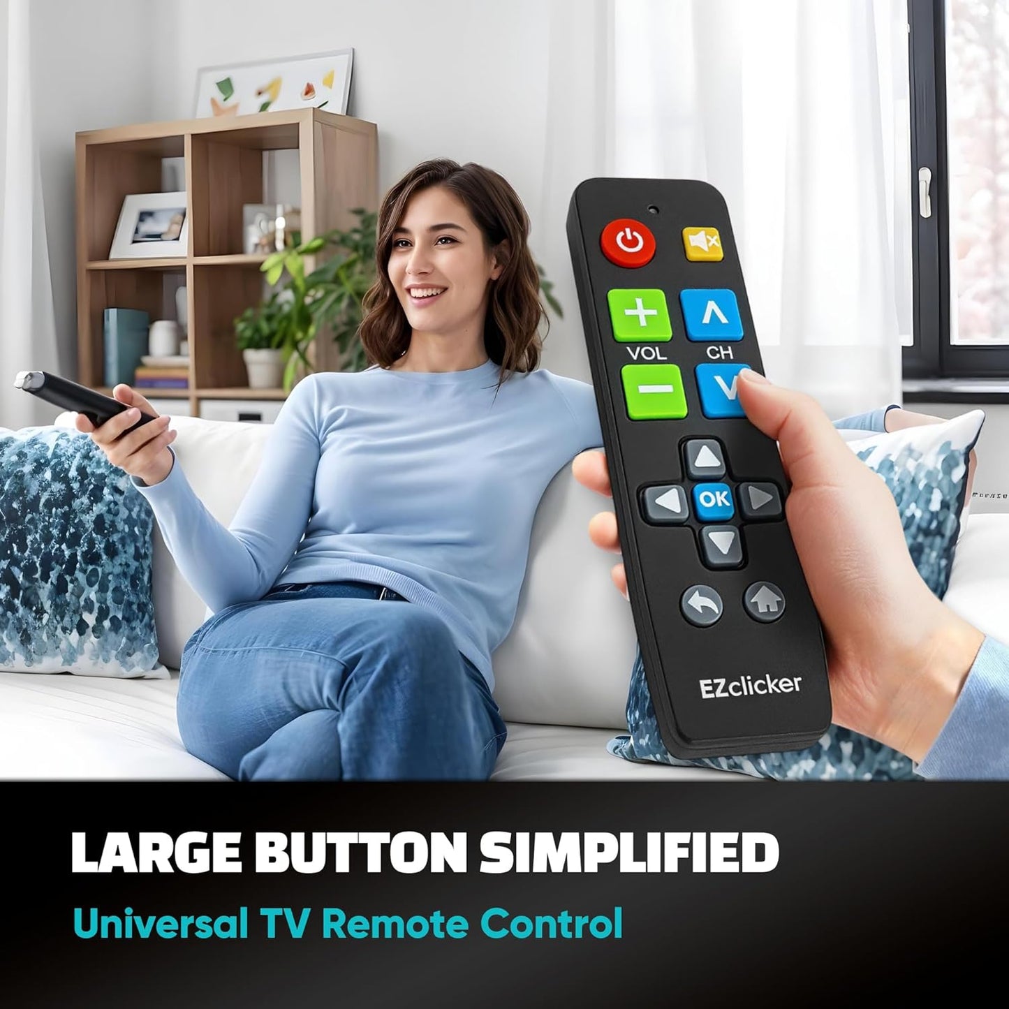 Big Button Universal TV Remote (Black) Simple Easy to Use, Great for Seniors, Works with Major TV Brands (2xAAA Batteries Not Included)