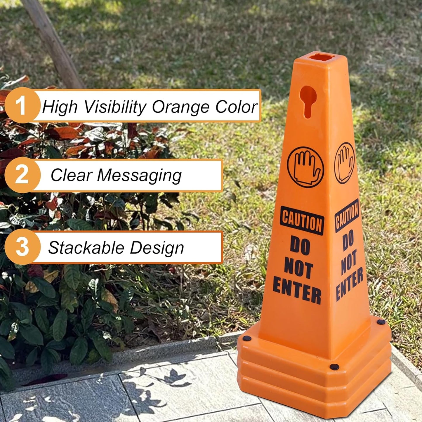 OrangeStar Do Not Enter Cones 4-Pack, 26.5" Large 4-Sided No Entry Message Safety Cones with Heavy Rubber Base for Indoor Outdoor Use, Traffic Control, Security, Warehouse Safety