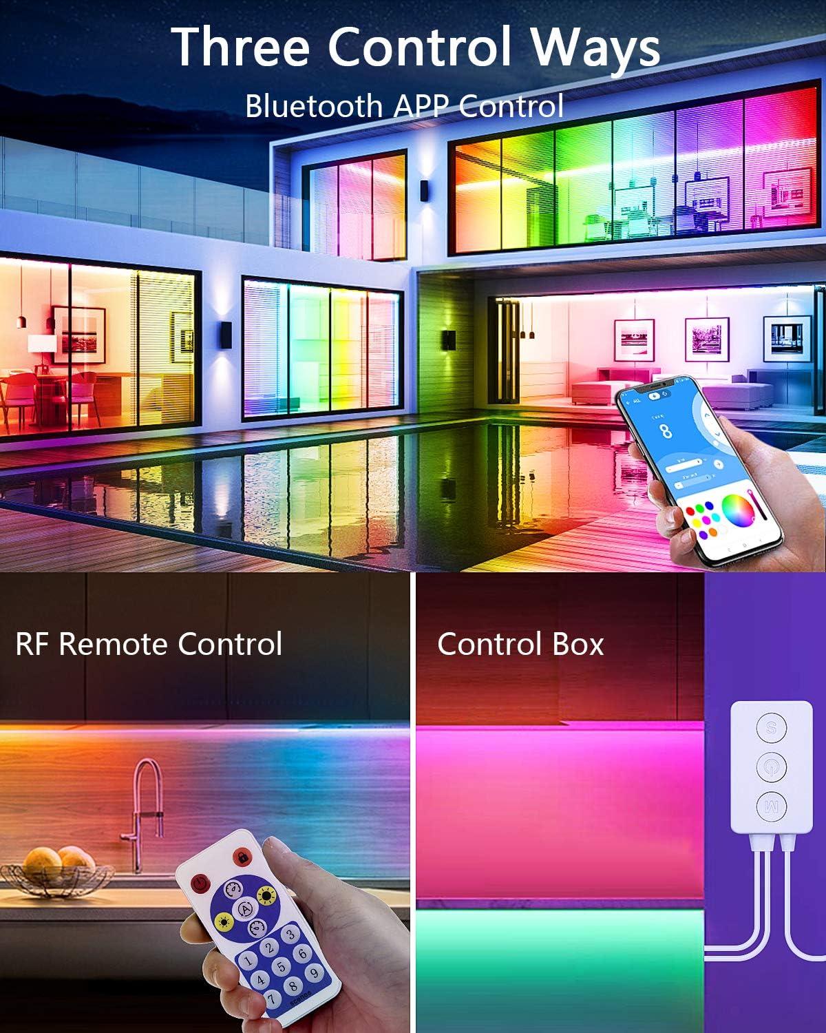 ALITOVE WS2812B Controller Bluetooth Music Sync WS2811 Addressable RGB LED Controller with RF Remote Dual Signal Output DC 5V~24V for SK6812 WS2812 SM16703 1903 3Pin Dream Color LED Pixel Strip Lights