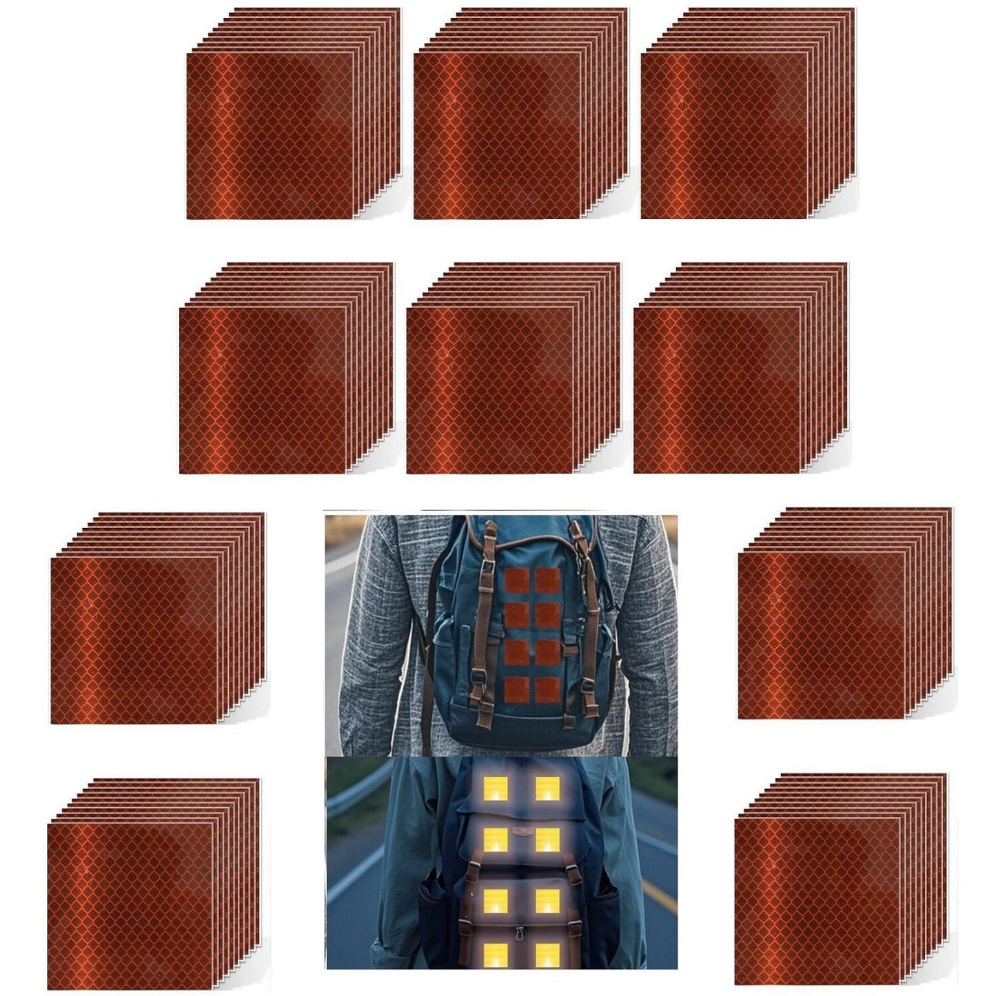 Non Fading Brown Reflective Stickers 2 inch X 2 inch, Outdoor Waterproof High Visibility Warning Safety Adhesive Reflector Tape (100 Pcs)