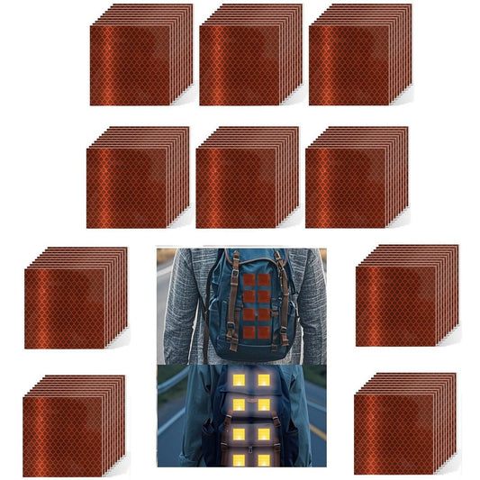 Non Fading Brown Reflective Stickers 2 inch X 2 inch, Outdoor Waterproof High Visibility Warning Safety Adhesive Reflector Tape (100 Pcs)