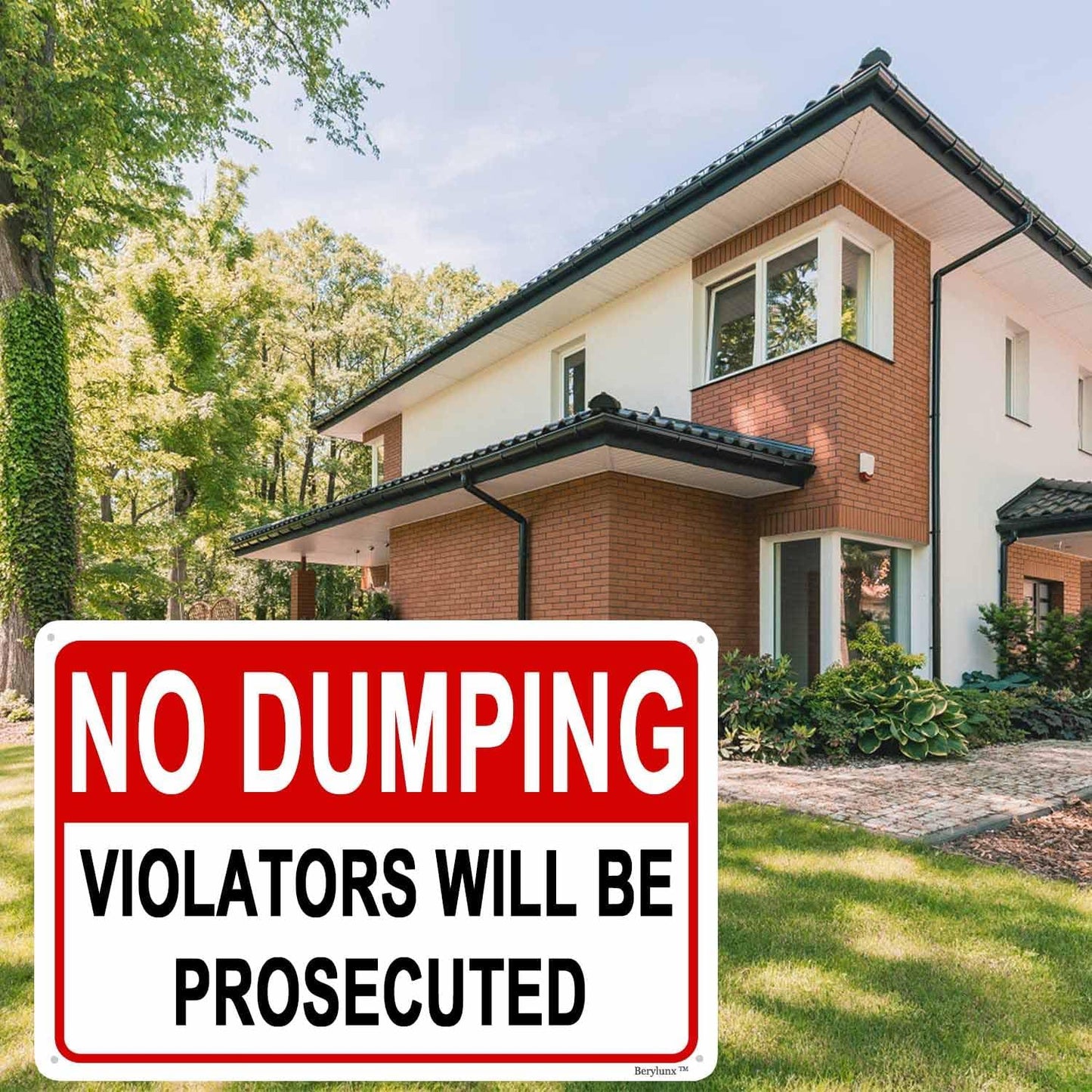 No Dumping Sign,No Littering Sign Outdoor,No Dumping Signs,Home Security Signs, "No Dumping - Violators will be Prosecuted" 12"x16" Aluminum Sign