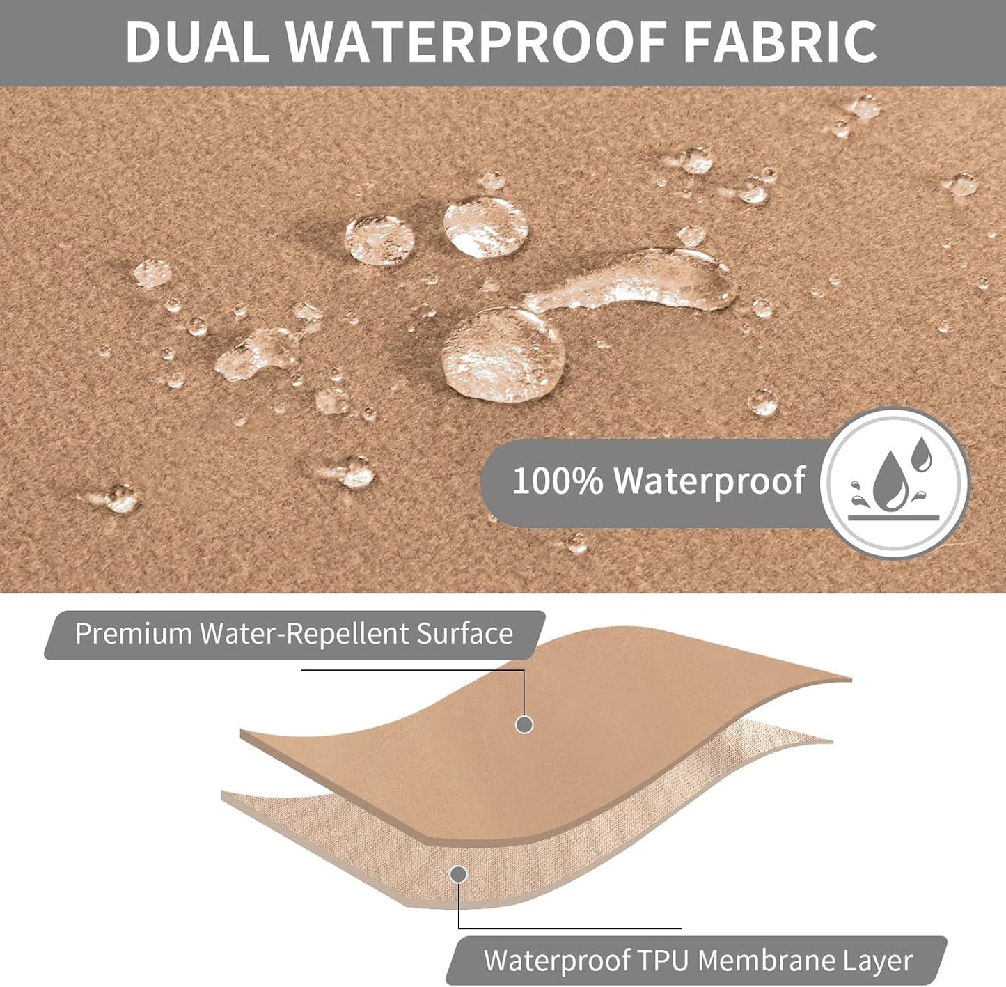 Easy-Going 100% Waterproof Recliner Cover Additional Seat Cover for Reclining Couch, Stretch Sofa Covers Washable Furniture Protector for Kids & Pets, 1 Seat, Camel
