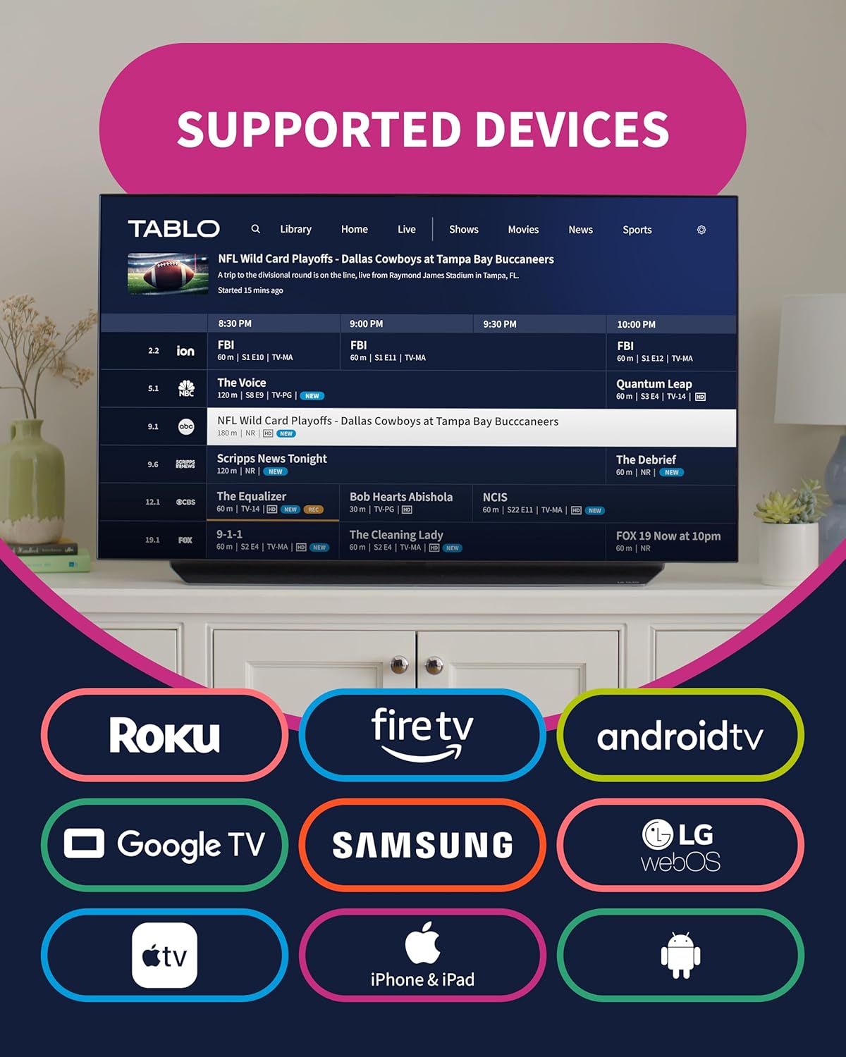 4th Gen 2-Tuner Over-The-Air (OTA) DVR & 35-Mile Indoor TV Antenna - Watch, Pause & Record Live TV, News & Movies Throughout Your Home Over Wi-Fi - 50+ Hrs Recording - No Subscriptions