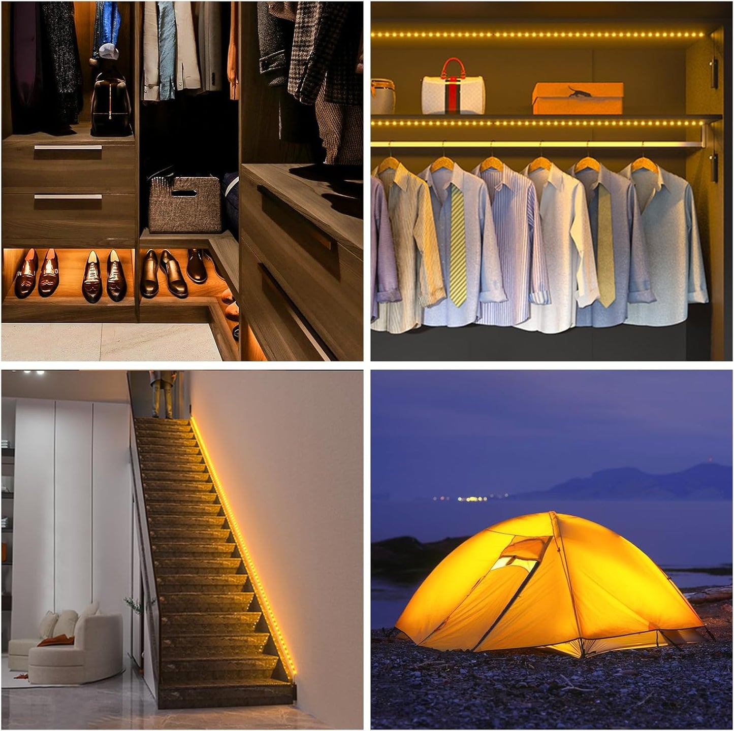 WOBANE Motion Activated LED Strip Light, Rechargeable Magnetic Battery Box with 6.56ft LED Strip,60 LEDs Homelife Sensor Bar for Wardrobe,Stair,Pantry,Counter,Cabinet,Bed,Door,2700K Warmwhite,Black