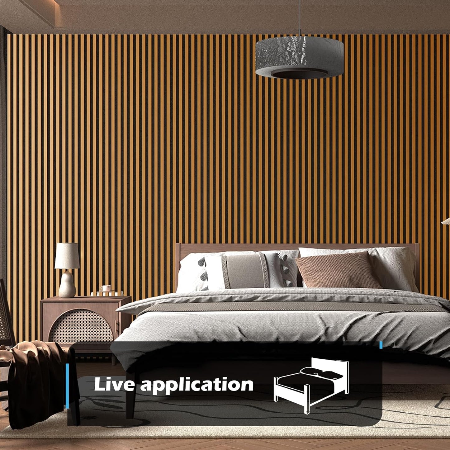 Art3d 2pcs-104 x 15.75in Slat Acoustic Panel for Wall and Ceiling, 3D Fluted Sound Absorbing Panel with Wood Finish, Teak