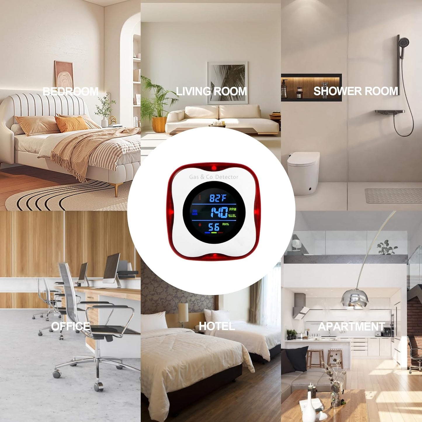 3 Packs Combination Gas & Carbon Monoxide Detectors,Plug in Carbon Monoxide Alarm,Natural Gas Detector,Propane,4-in-1 Digital Display CO Level & Explosive Gas & °F & Humidity for Home,RV
