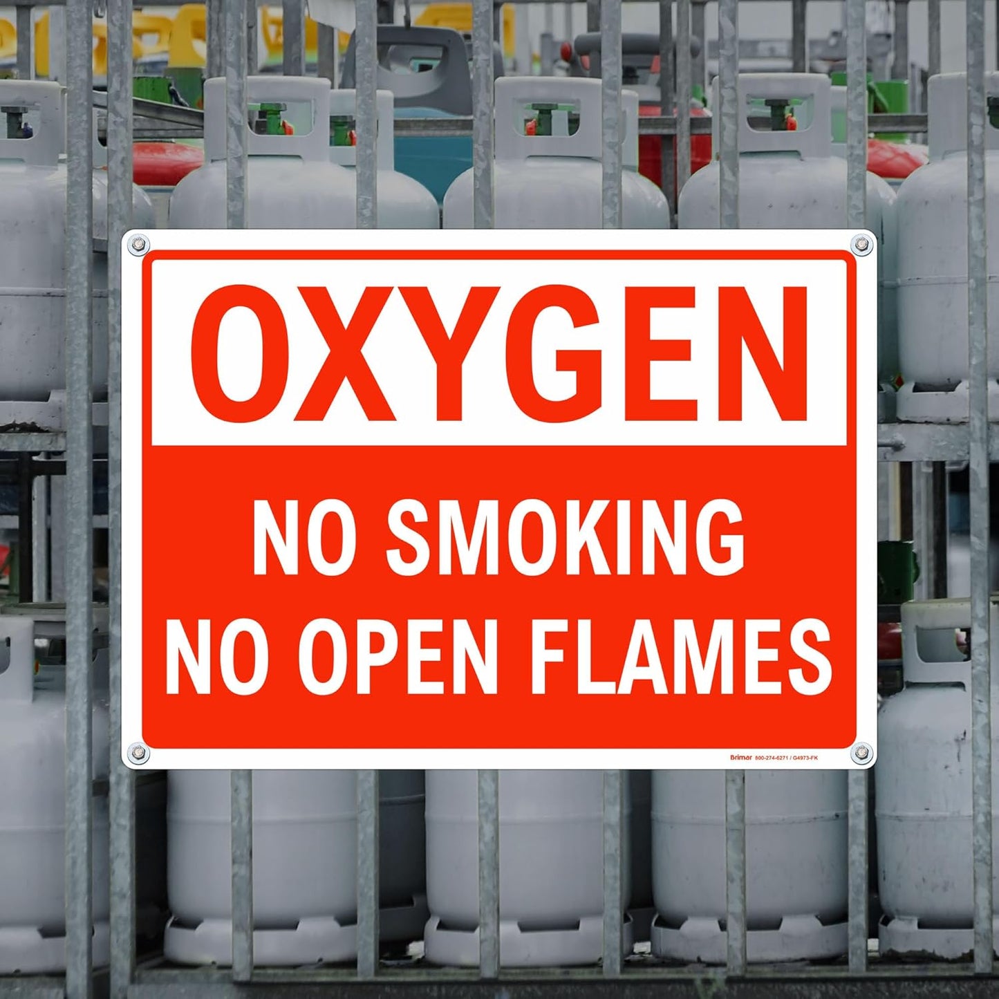 Brimar - 10 x 7" - Oxygen No Smoking No Open Flames Sign - .055″ Polyethylene Plastic - Clear Message - Easy Installation