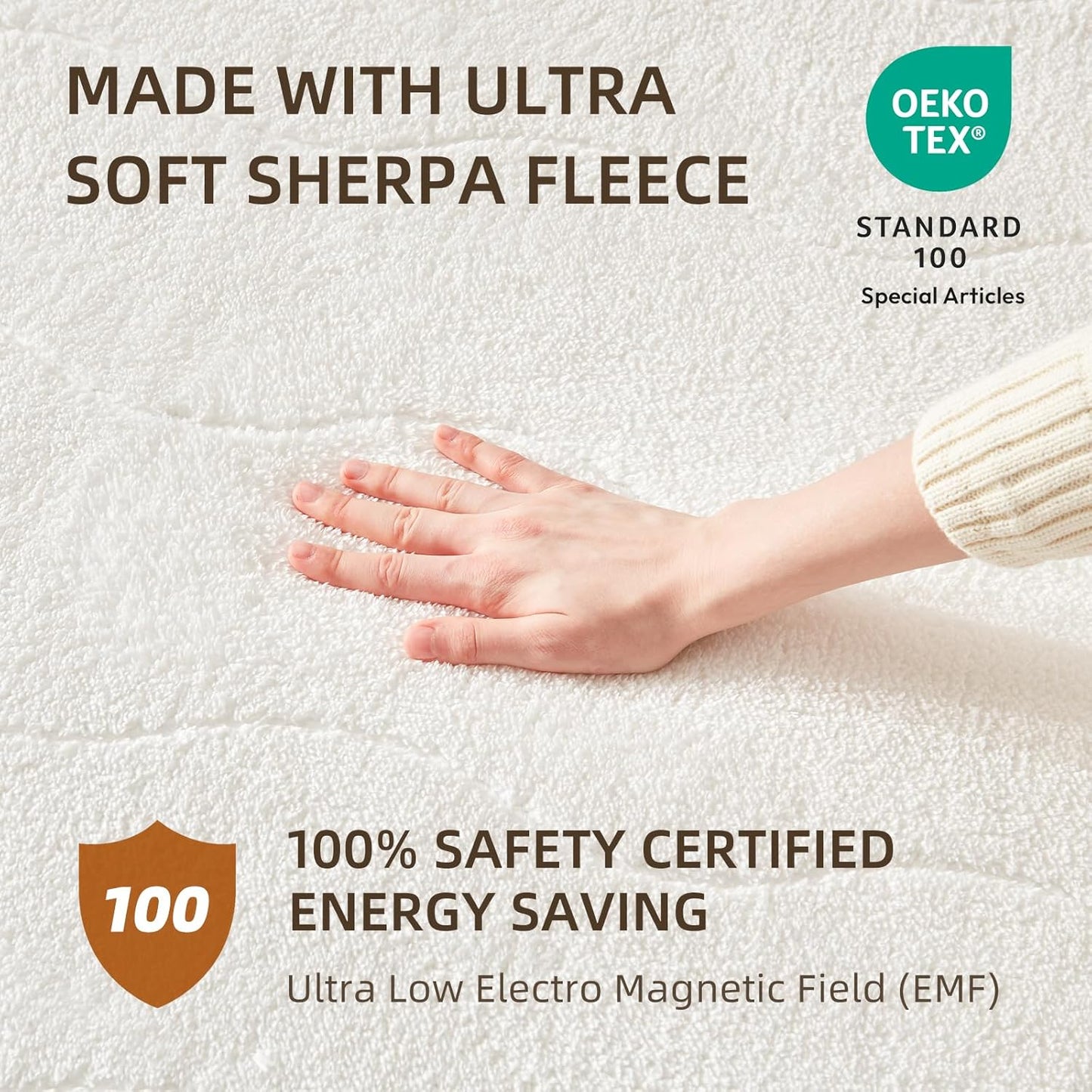 Bwarm Multizone Heated Mattress Pad King, Electric Mattress Pad Sherpa Fleece Bed Warmer with 9 Heat Settings, 1-12 Hours Auto Off Deep Pocket, Machine Washable, Wave White King 78" x 80"