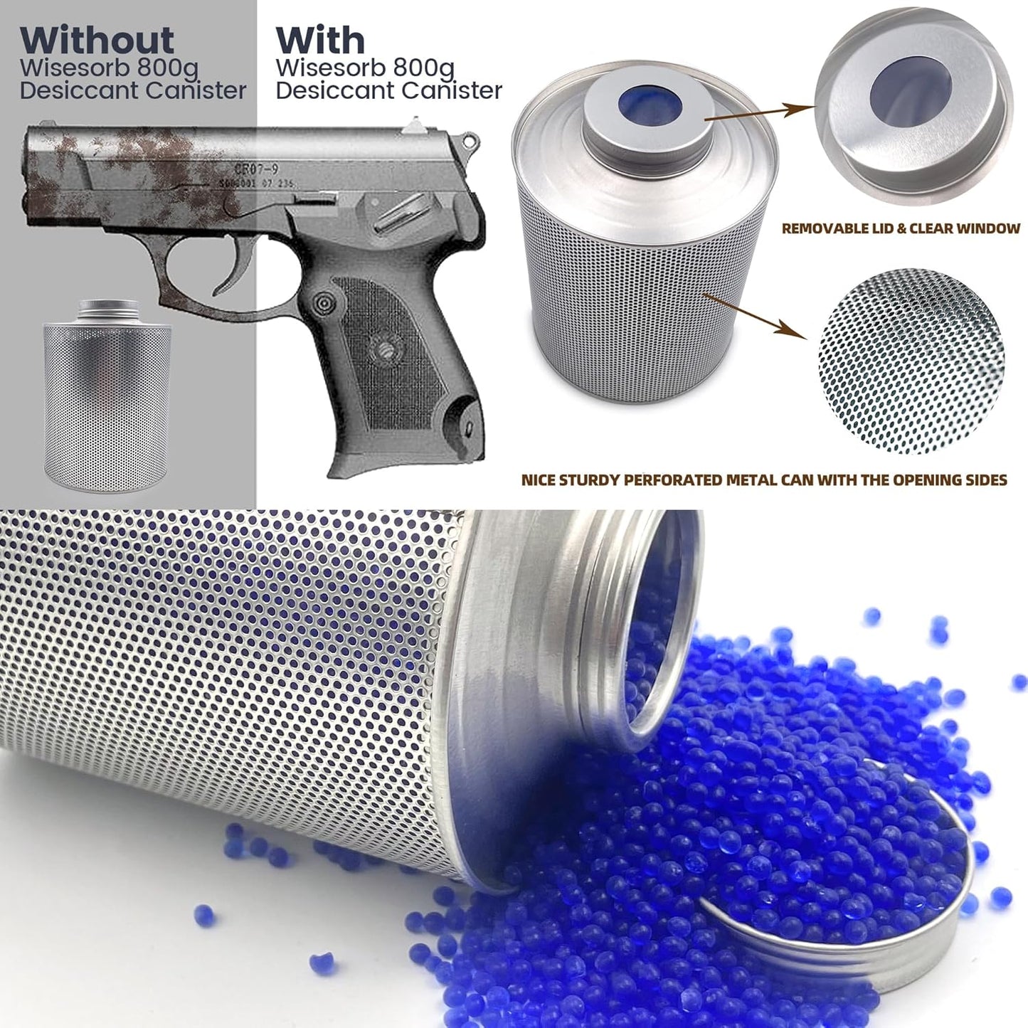 800 Gram Gun Safe Dehumidifier, 6 Pack of 1.77 LBS Rechargeable Dehumidifier Blue to Pink Silica Gel Desiccant Moisture Absorbers, Dehumidifiers for Room, Bedroom, Safe, Closet, Bathroom, Car