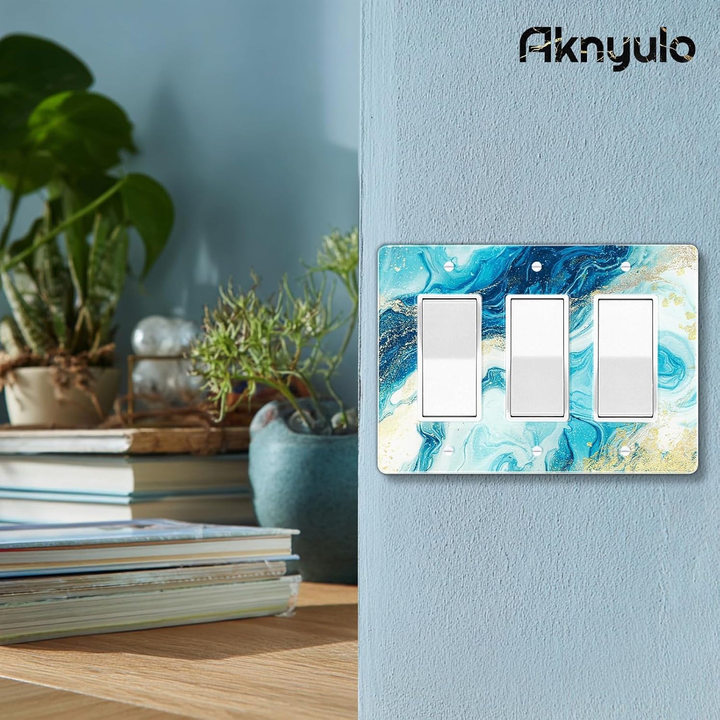 Elegant Marble Acrylic Light Switch Cover Decorative Wall Plate Outlet Covers Light Switch Plate Cover 3 Gang Switch Plate