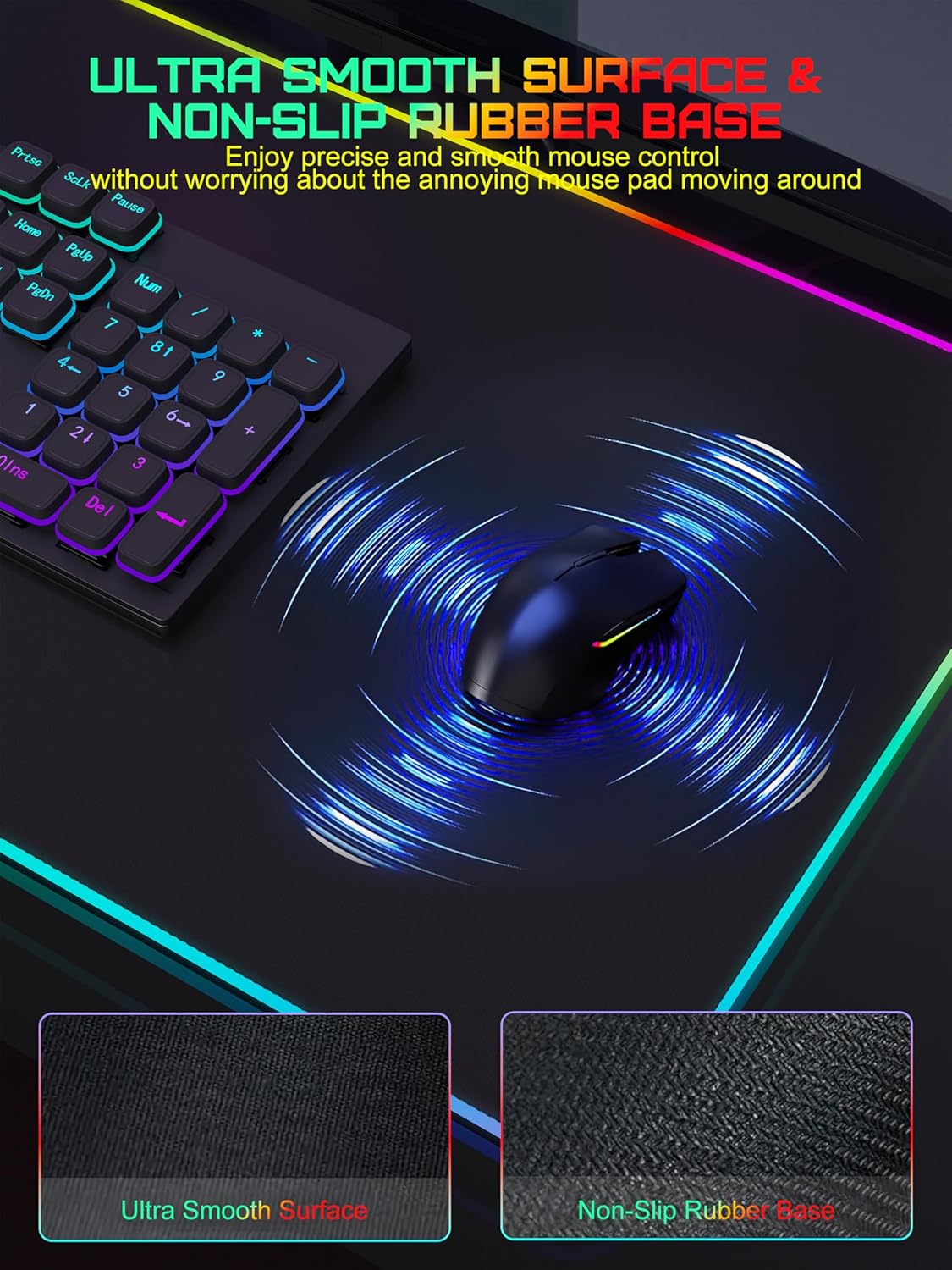 TopMade Mouse Pad with Wireless Charging, 31.5" x 15.75" Large Desk Mat RGB Gaming Mousepad, LED Desk Pad Keyboard Pad, Waterproof Desk Pad (Includes 20W PD Power Adapter & 6.56ft Woven Cable)