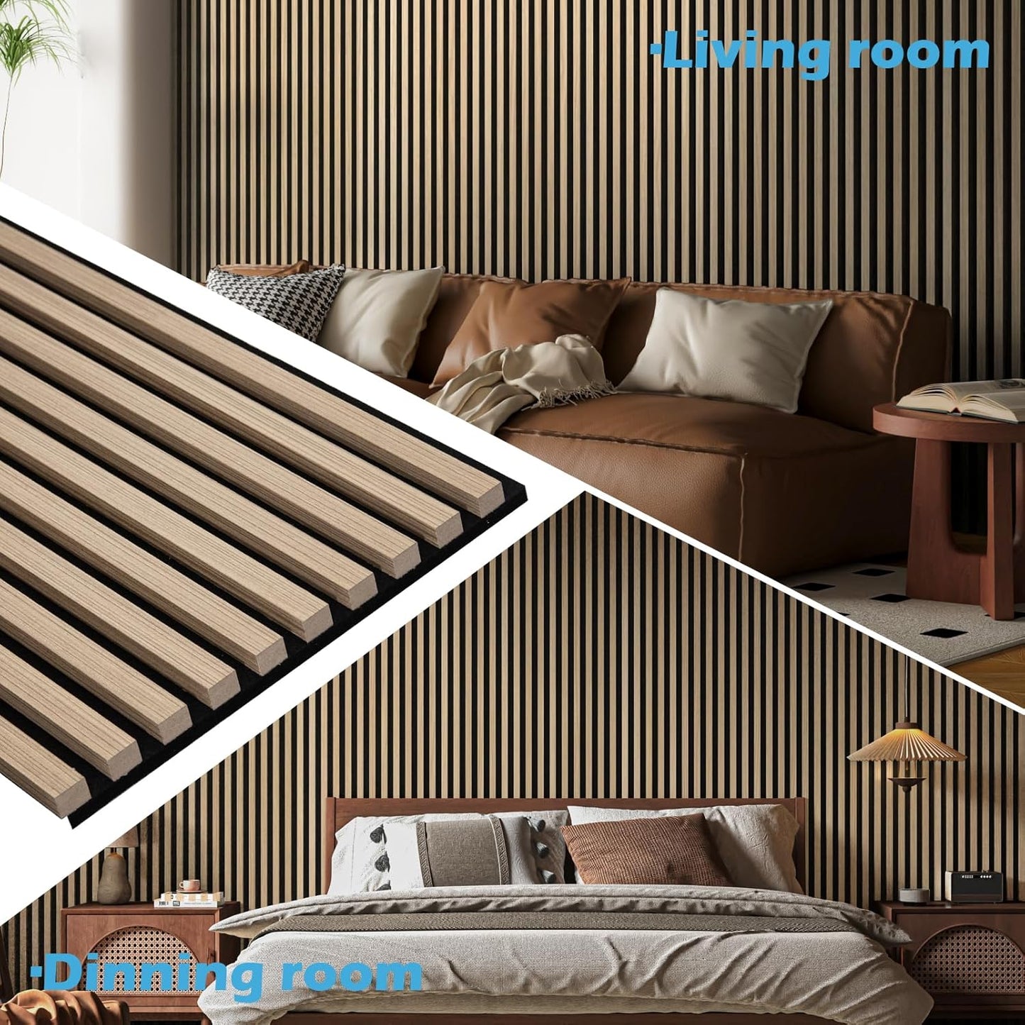 Art3d 4-Pack 108" x 12" Acoustic Wood Panels for Wall, Soundproof Wood Slat Panel for Wall and Ceiling, 3D Fluted Sound Absorbing Paneling for Interior Wall Decor, Living Room, Bedroom - Peach