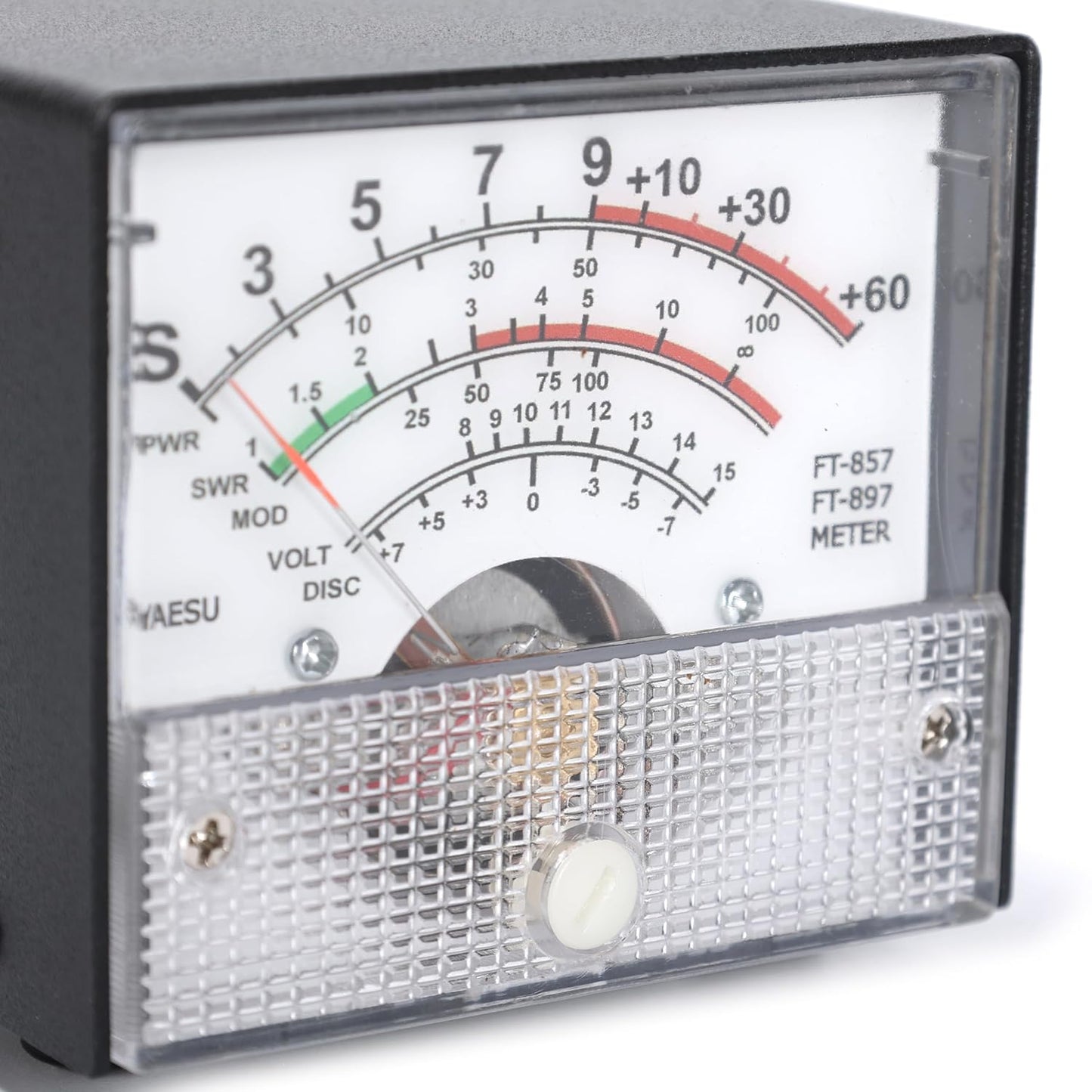 FT-857/FT-897 Analog Panel Meter, Black, Multi-Function S-Meter/PWR/SWR Display, 70x70x62mm, with 3.5mm Jack Connection
