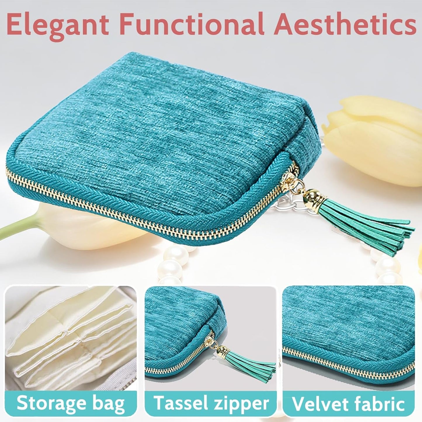 Stuffdatas Travel Jewelry Case, Stuffdatas Bags, Small Jewelry Travel Pouch Mini, Travel Jewelry Organizer Pouch Velvet, with 5 Compartments (2PCS-C)