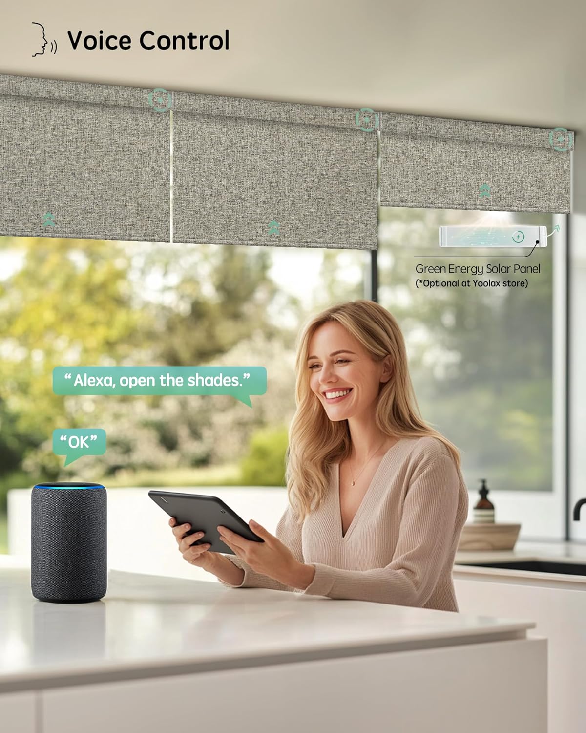 Yoolax Motorized Blinds with Remote, Smart Blinds for Windows Blackout Automatic Shades Compatible with Alexa Remote Control Roller Window Shades with Valance, Custom Size (V-Caramel Gold)