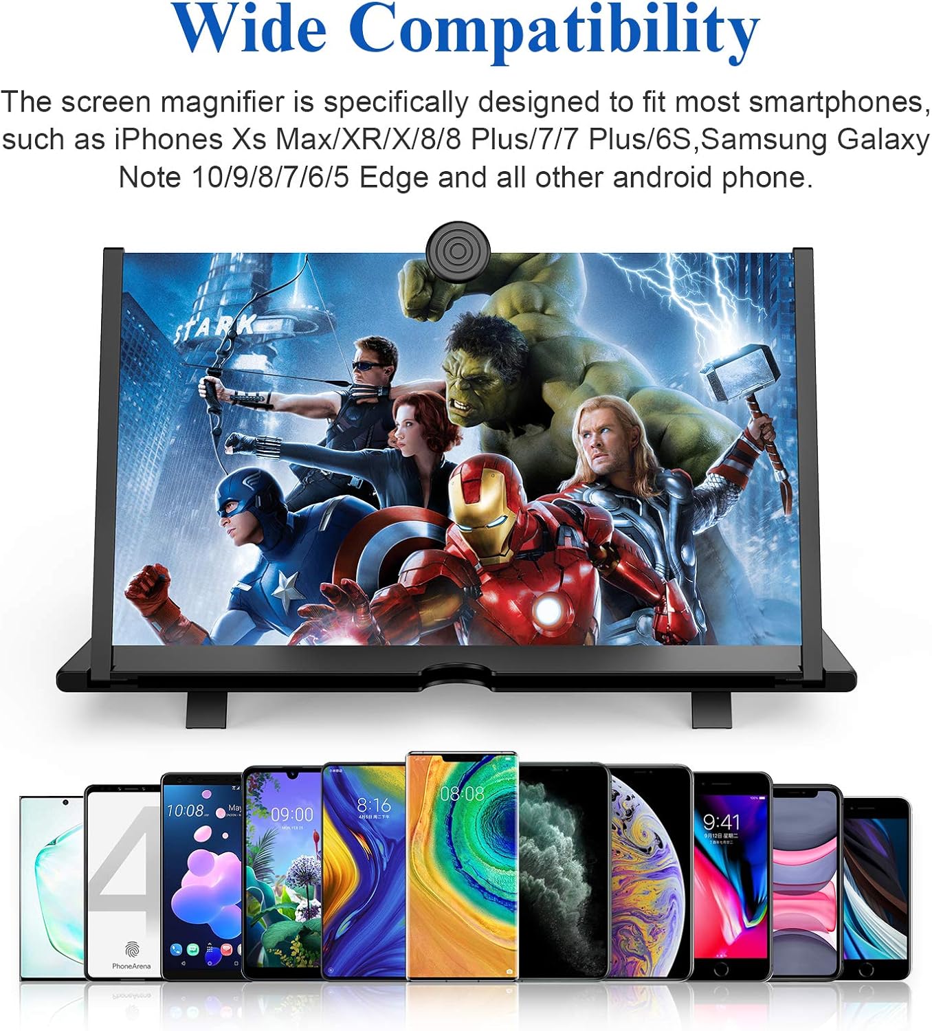 14" Screen Magnifier for Cell Phone,Fanlory 3D HD Magnifying Projector Screen Enlarger for Movies, Videos and Gaming, Foldable Phone Stand with Screen Amplifier,Compatible with All Smartphones