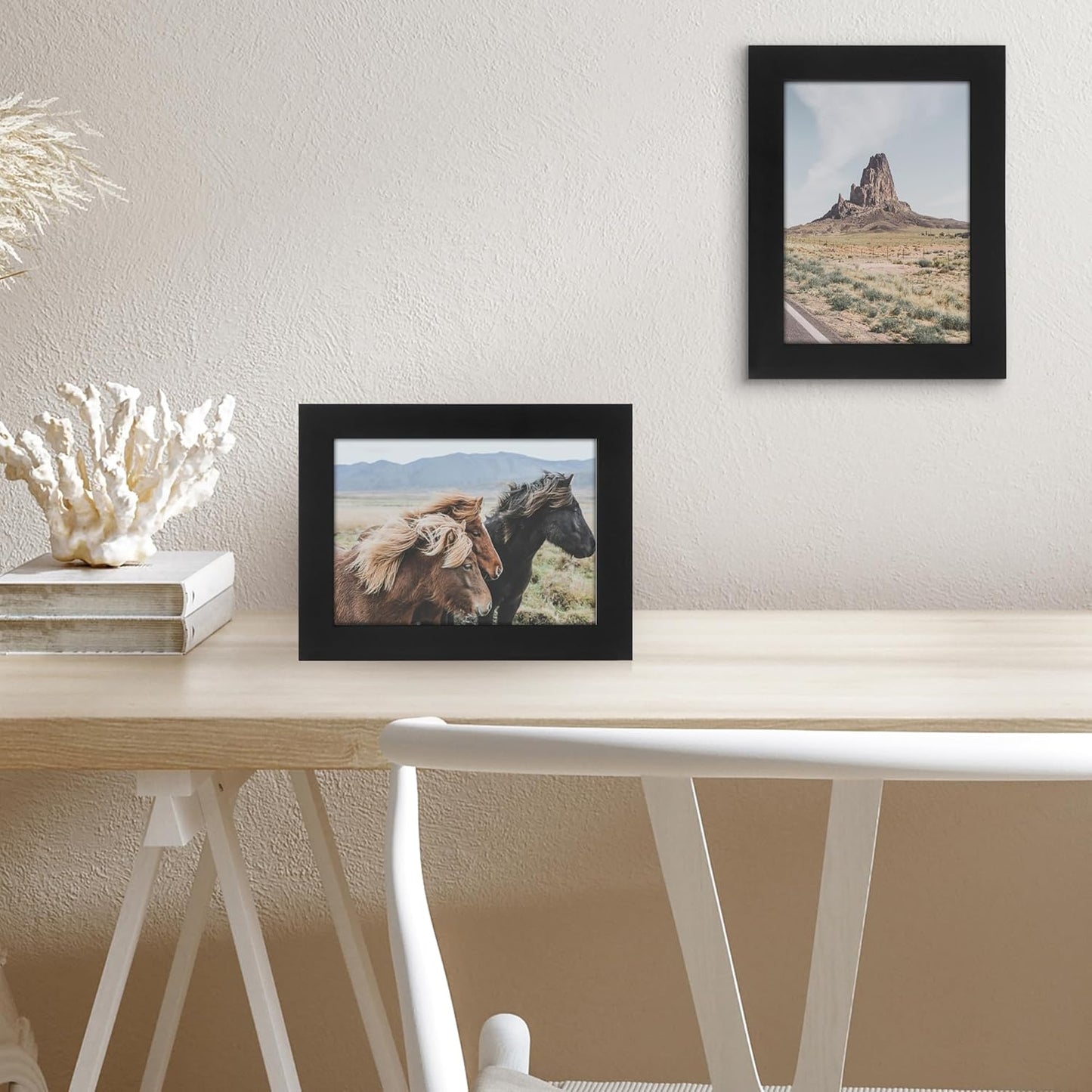 Americanflat 5x7 Picture Frame with Shatter-Resistant Glass - Signature Collection - Gallery-Style Frames Made of Engineered Wood - Photo Frame for Tabletop and Wall Display - Black