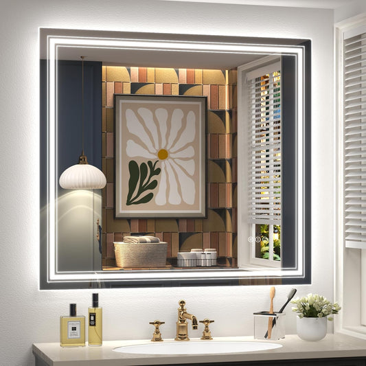 40x36 LED Bathroom Mirror, Lighted Mirror for Bathroom Wall, Backlit and Front lit, Dimmable, Anti-Fog, Shatterpoof, Memory (Horizontal/Vertical)