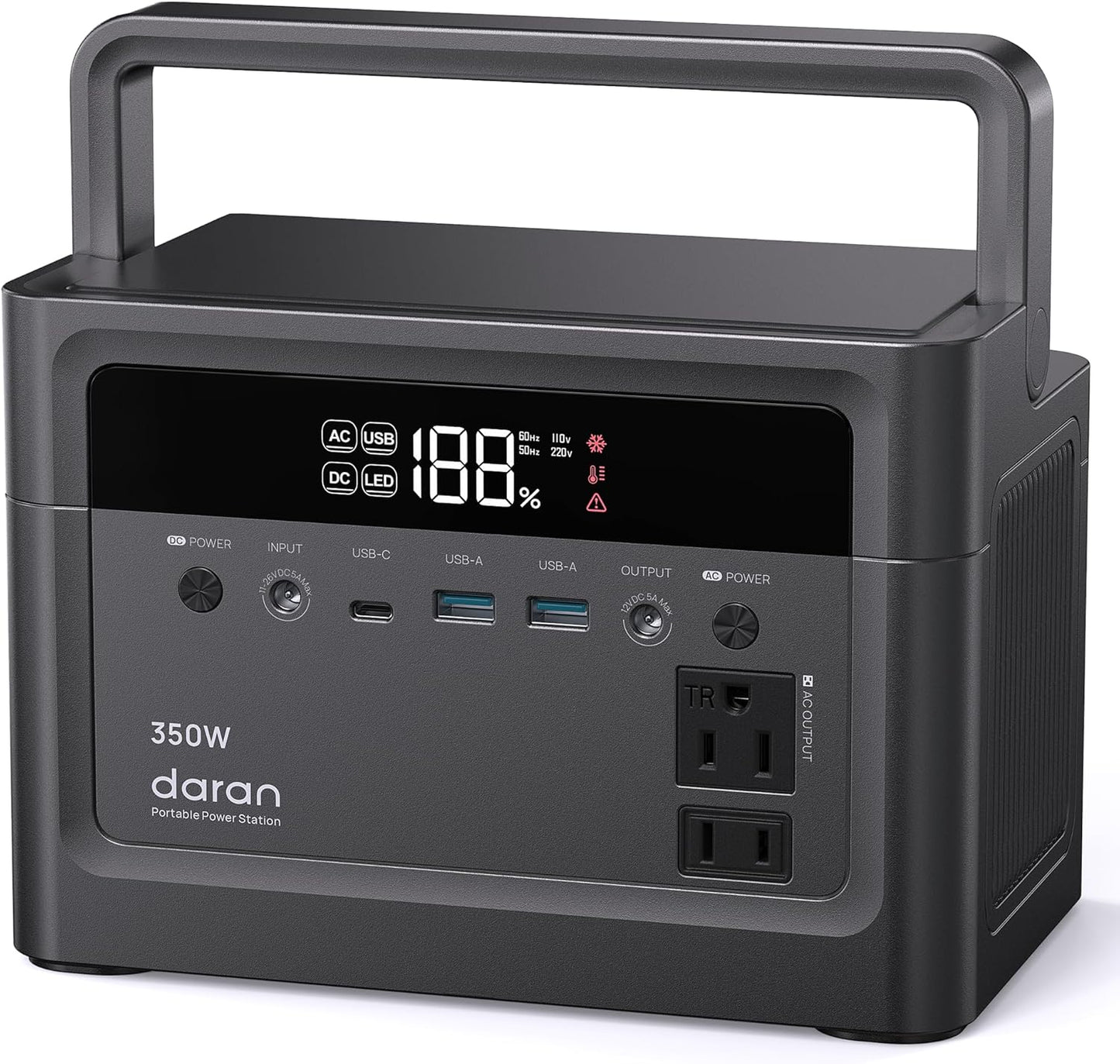 Portable Power Station, 288Wh (90,000mAh) LiFePO4 Battery, 350W (700W Peak) Power Bank with AC Outlet, Mini Solar Generator 7-Port Design for Emergency, Hurricane, Christmas(Solar Optional)