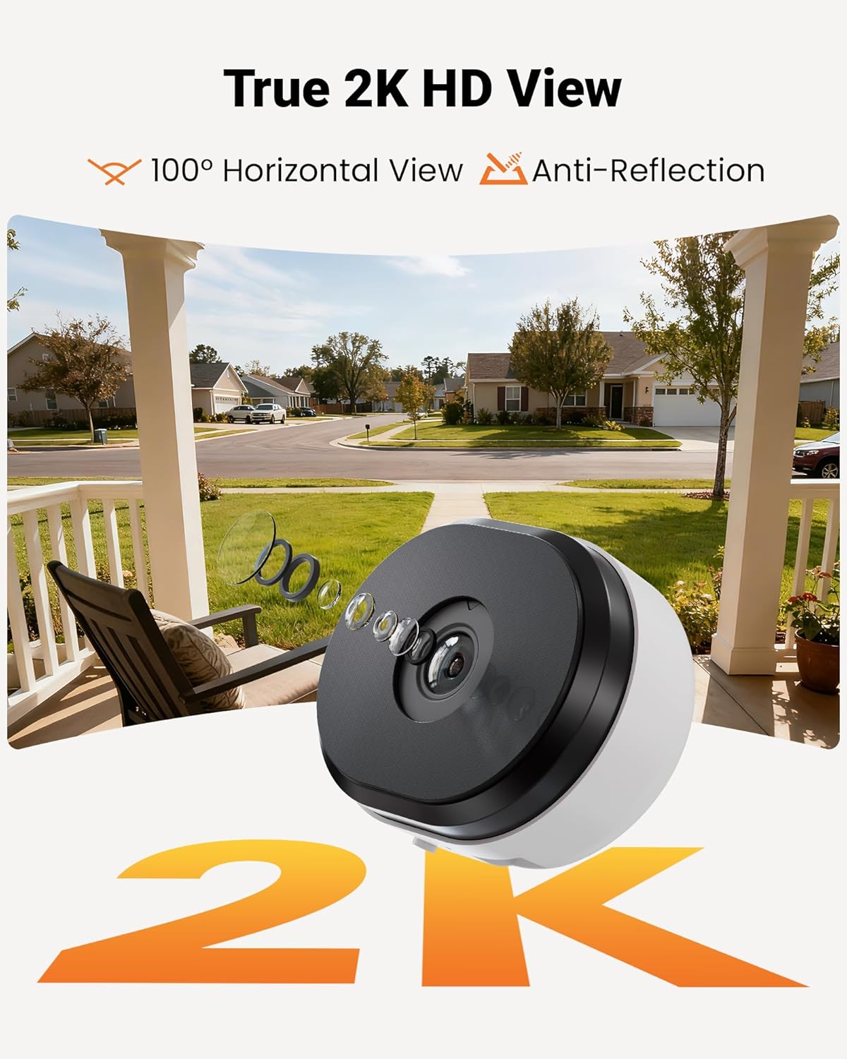 Anlapus A60 3MP 2K Window Security Camera, 2 x Plug-in WiFi Indoor Camera for Home Security, 5G/2.4G WiFi, Color Night Vision, Motion Detection, 24/7 Recording, Easy Install, US-Only Cloud Storage